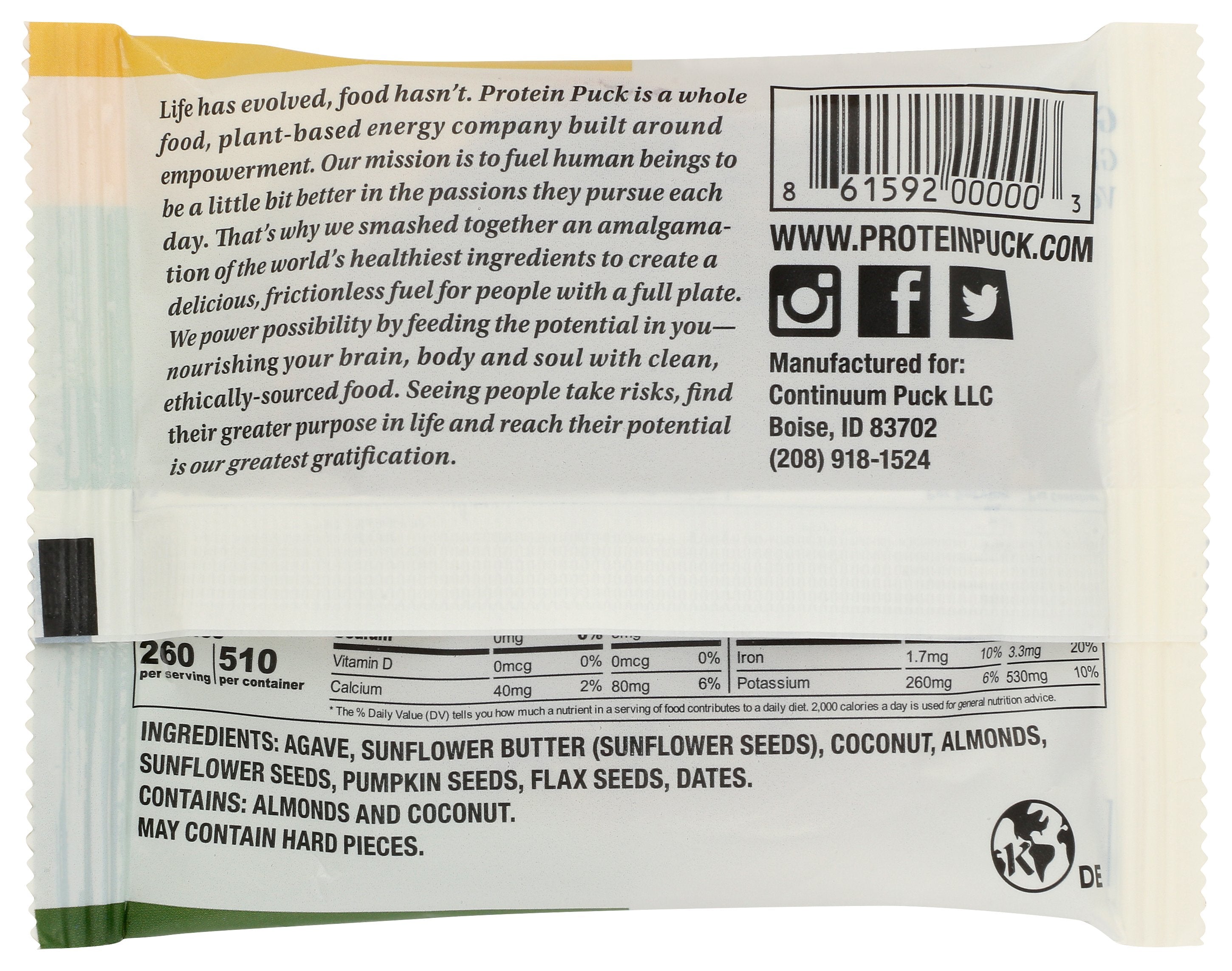 PROTEIN PUCK BAR GOOD VIBES SUNFLOWER - Case of 16