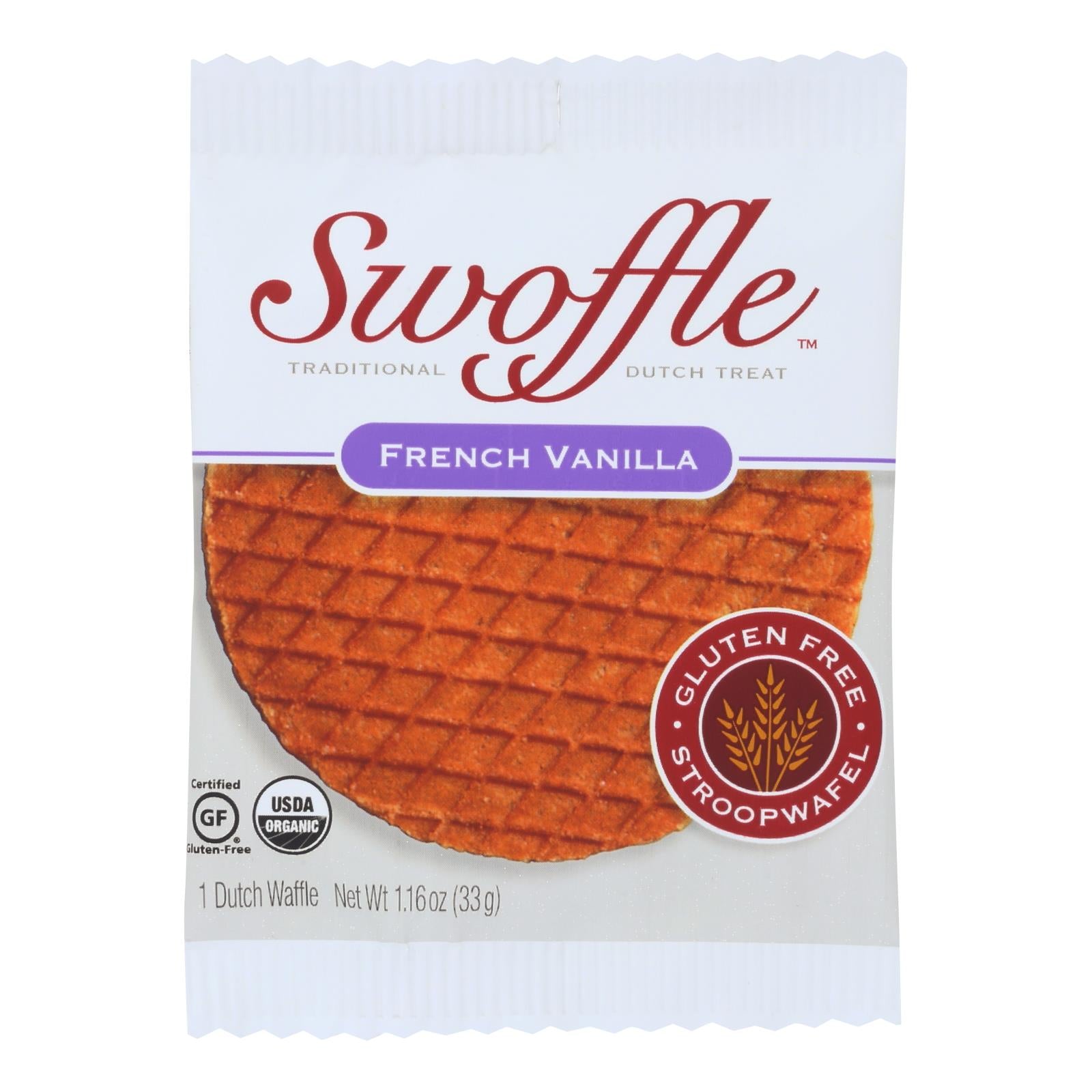 Swoffle Dutch Waffle - French Vanilla - Case of 16 - 1.16 oz.