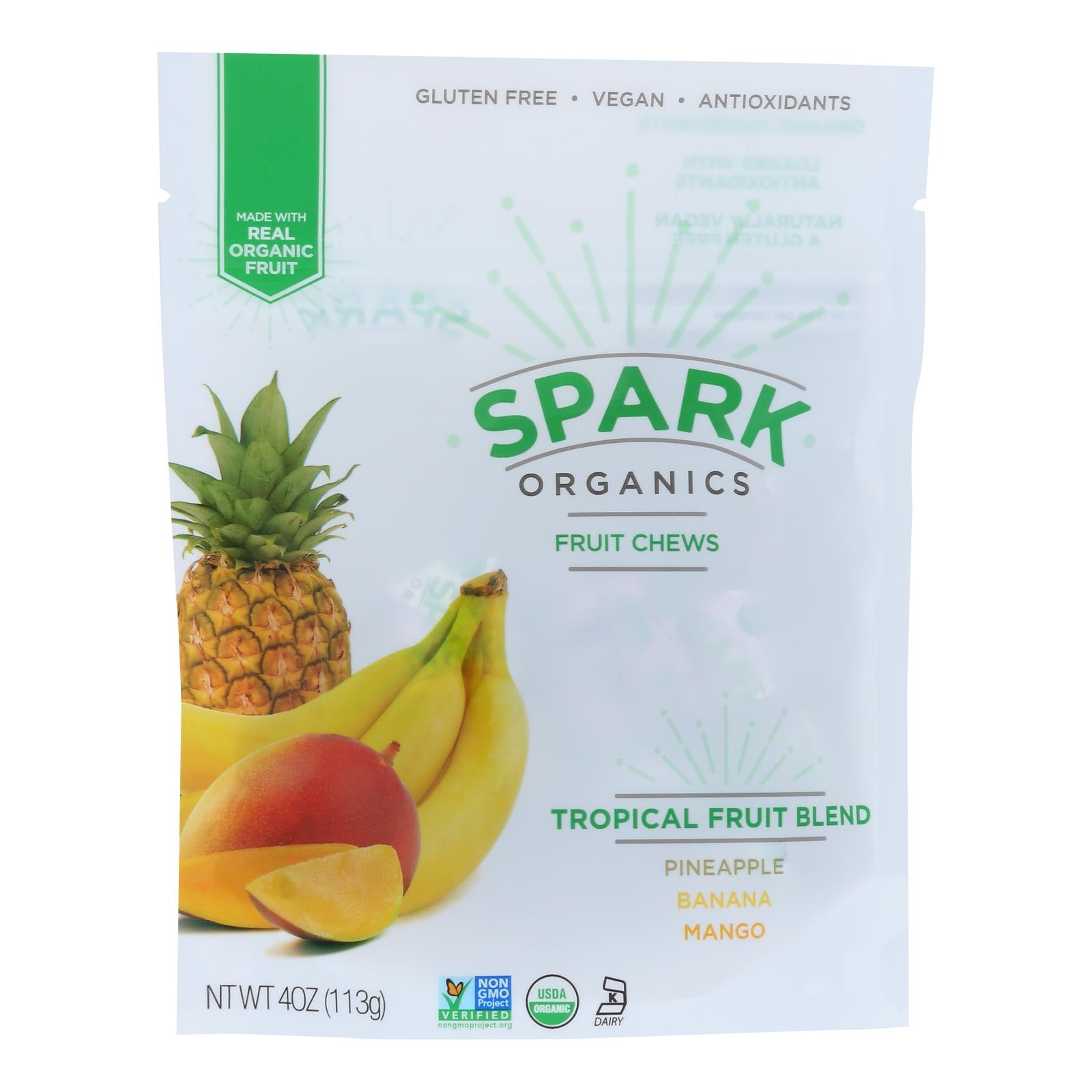 Spark Organics - Fruit Chews Organic Tropical Blend - Case of 16-4 Ounces