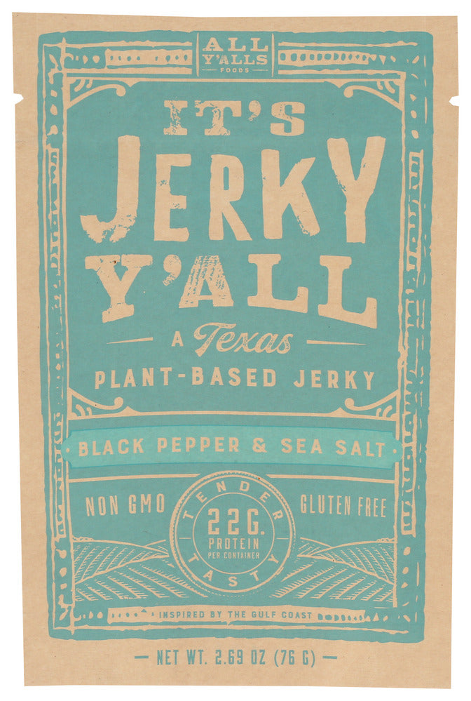 It's Jerky Y'all Jerky Plant Based Black Pepper & Sea Salt - Case of 6 - 2.69oz