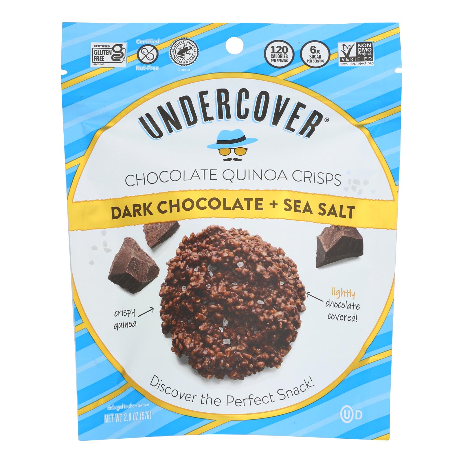 Undercover Quinoa Dark Chocolate + Sea Salt Crispy Quinoa Snack  - Case of 12 - 2 OZ