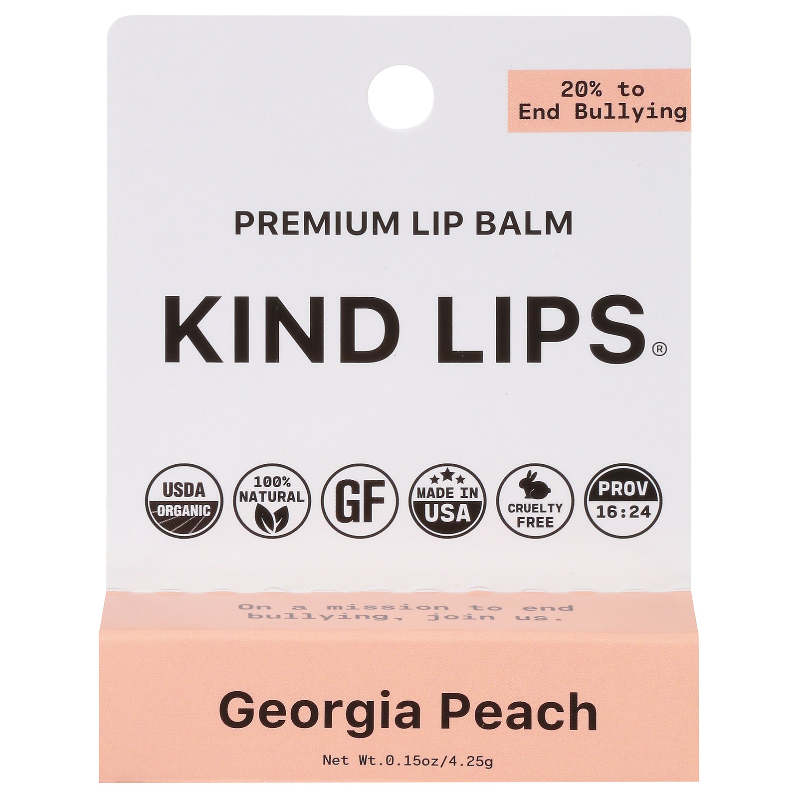 Kind Lips - Lip Balm Organic Go Peach 12 Count - Case of 12 - 0.15 Ounce