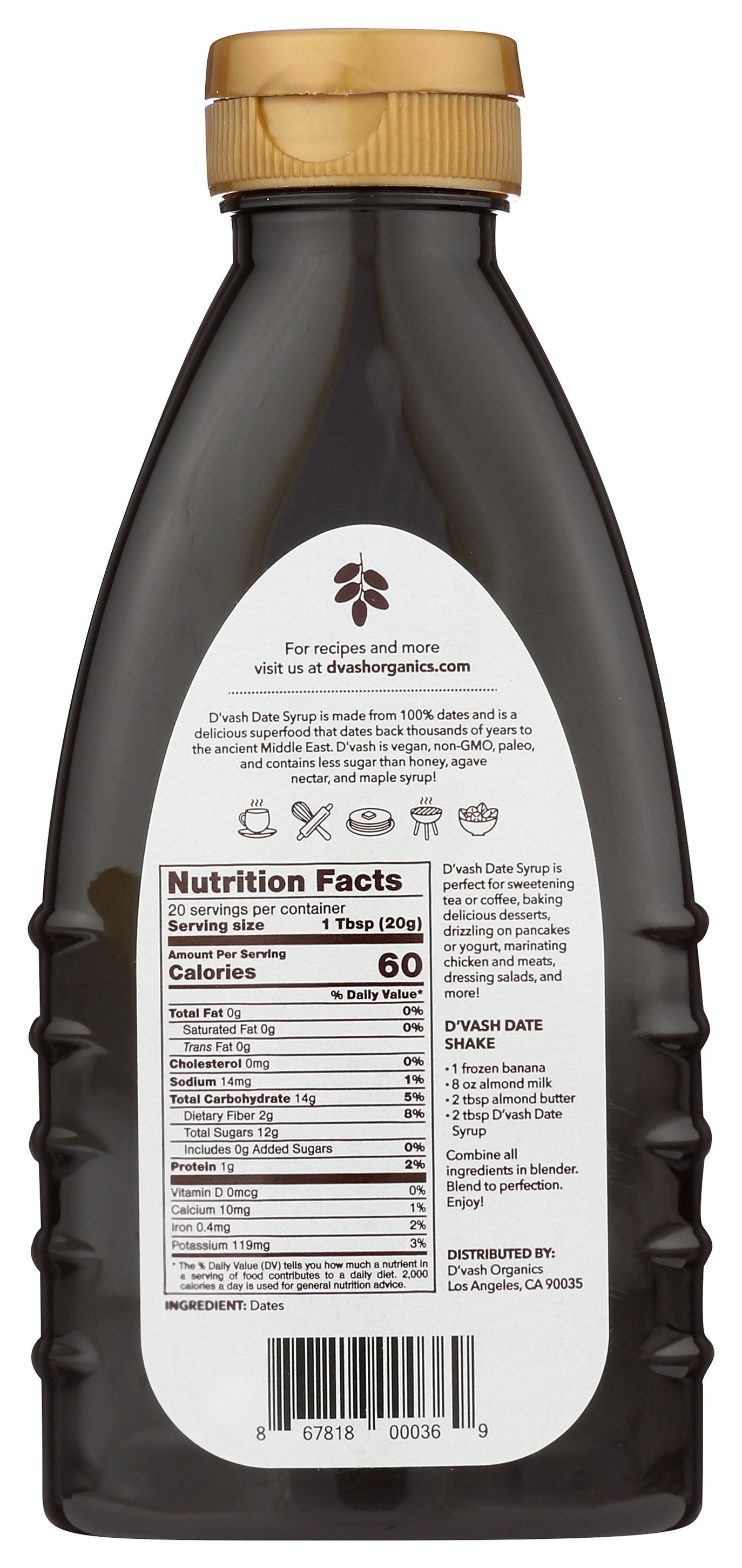 DVASH ORGANICS NECTAR DATE SQUZ BOTTLE - Case of 12