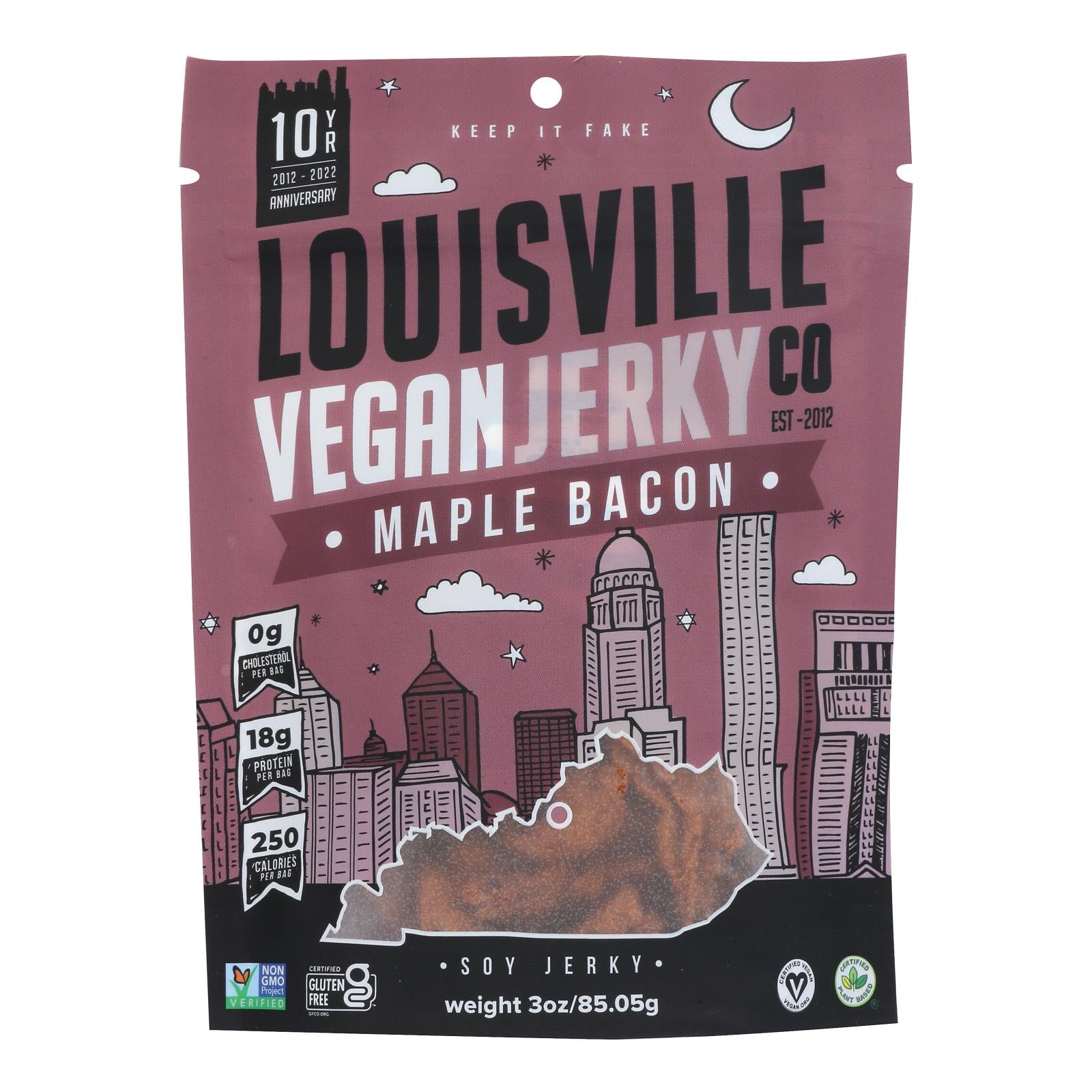 Louisville Vegan Jerky Jerky - Vegan - Maple Bacon - Case Of 10 - 3 Oz