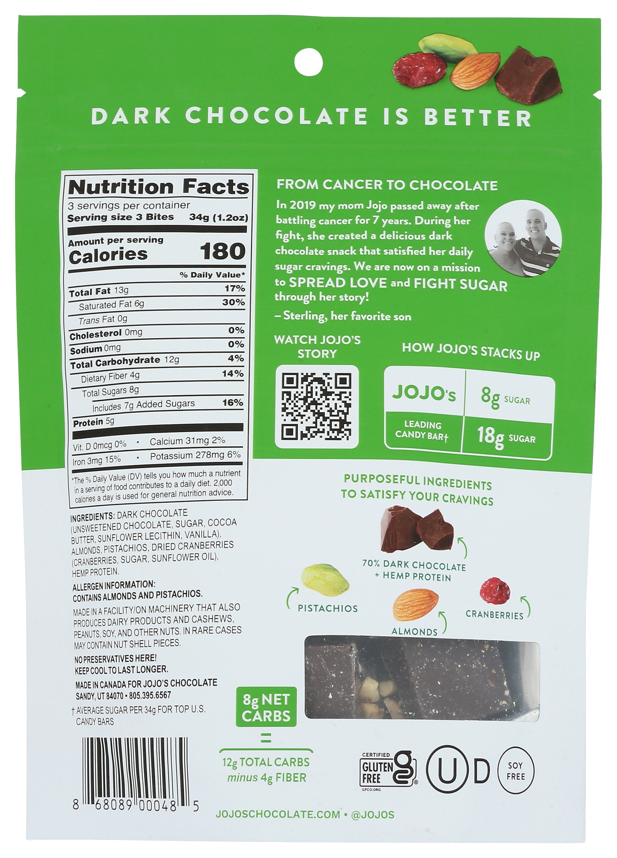 JOJOS CHOCOLATE BITES CHOC ORIGINAL - Case of 6