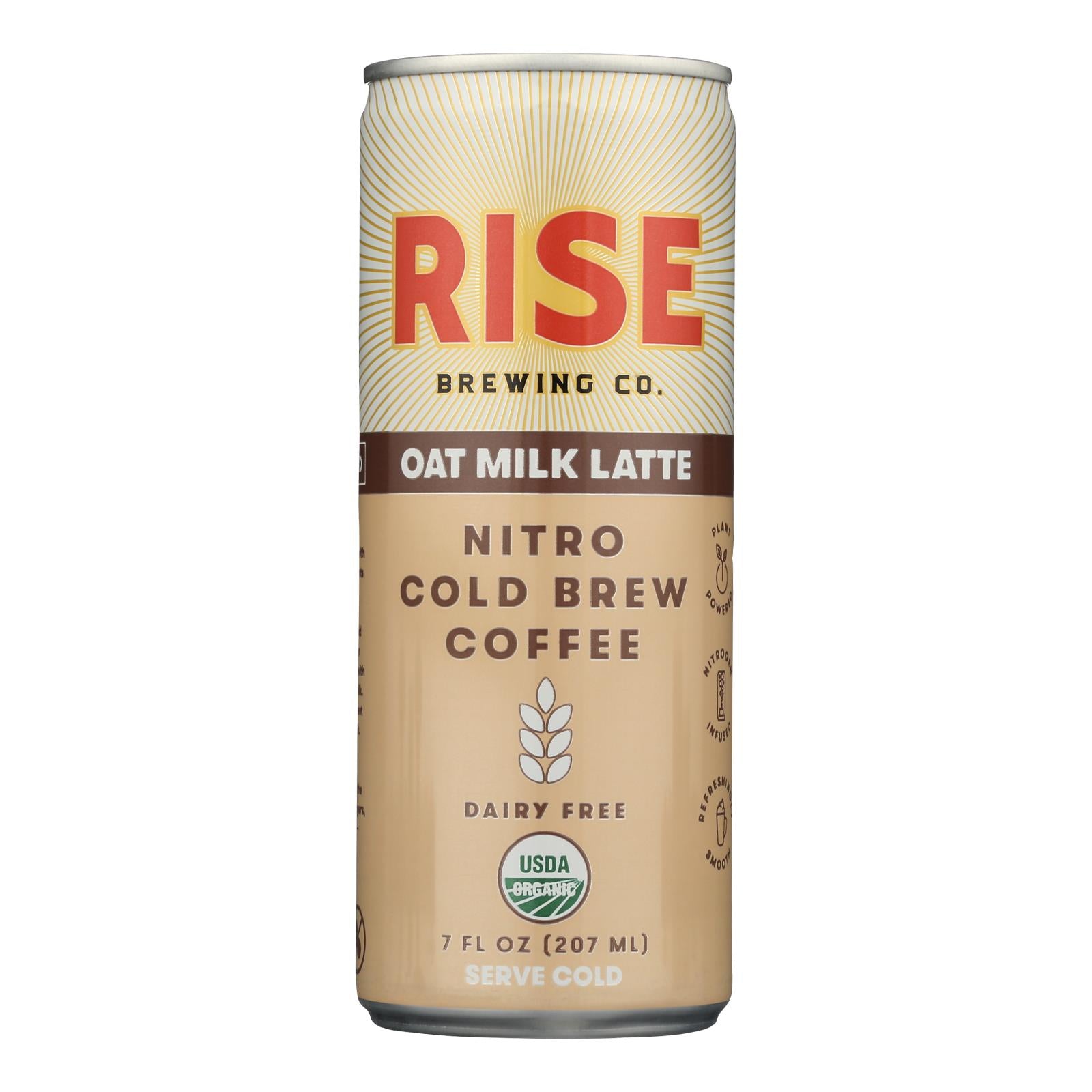 Rise Brewing Co. Nitro Cold Brew Coffee, Oat Milk Latte - Case of 12 - 7 FZ