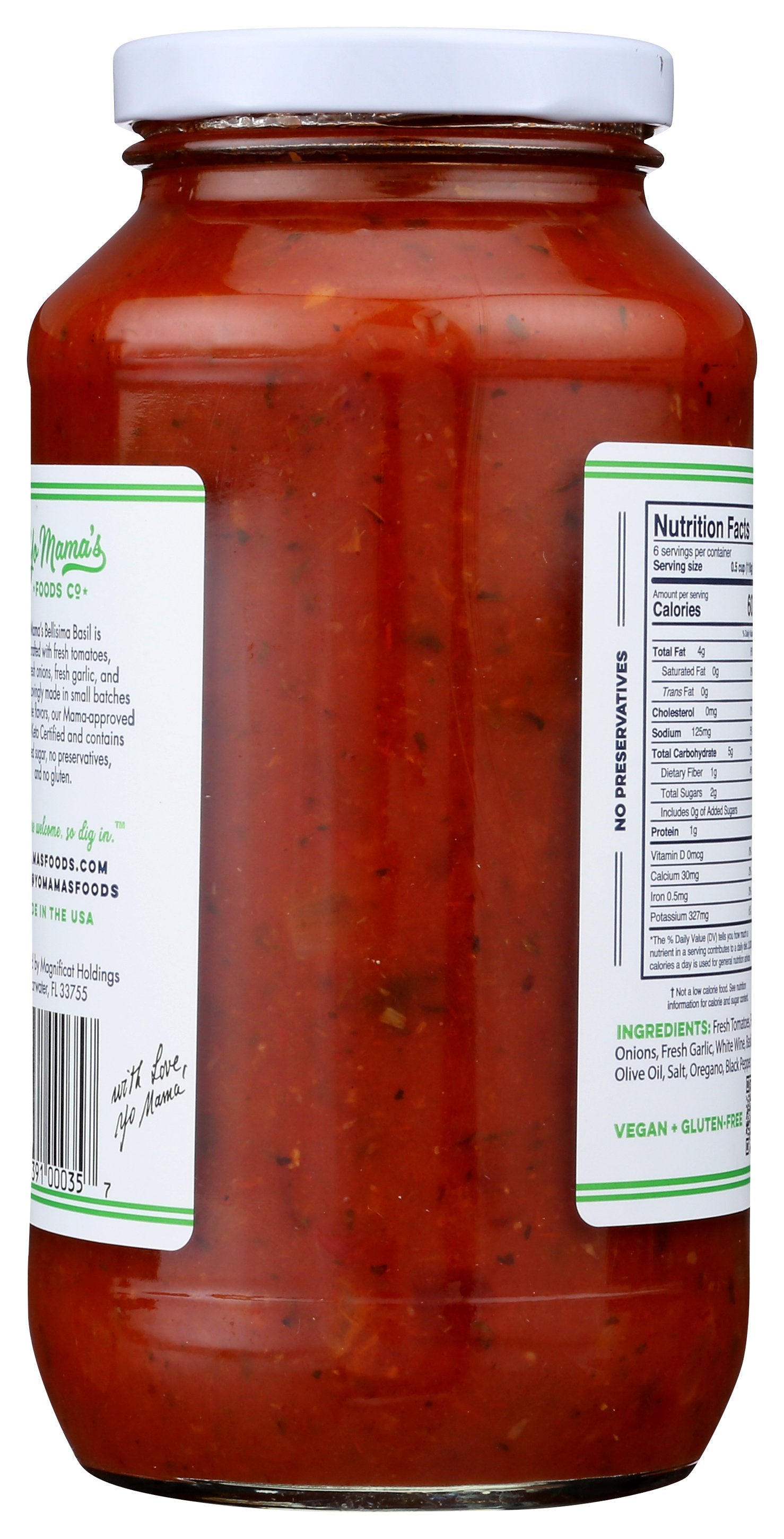 YO MAMAS FOODS SAUCE TOMATO BASIL - Case of 6