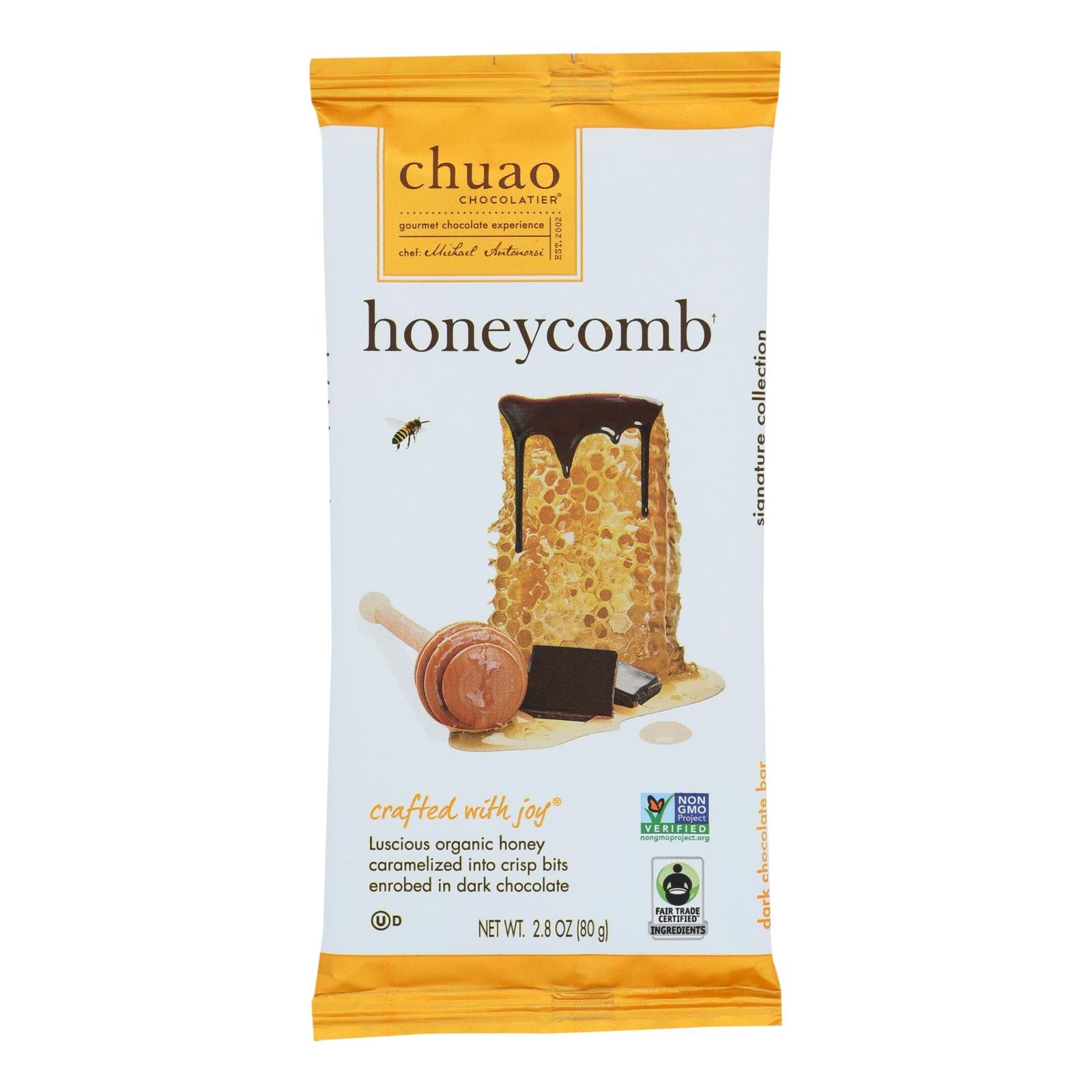 Chuao Chocolate Bar, Honeycomb  - Case of 12 - 2.8 OZ