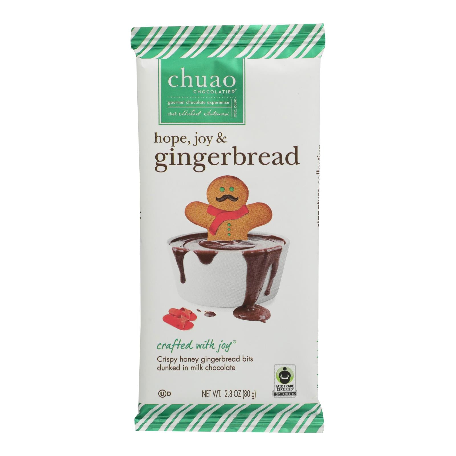 Chuao Chocolatier Crispy Honey Gingerbread Bits Wrapped In Milk Chocolate - Case of 12 - 2.8 OZ