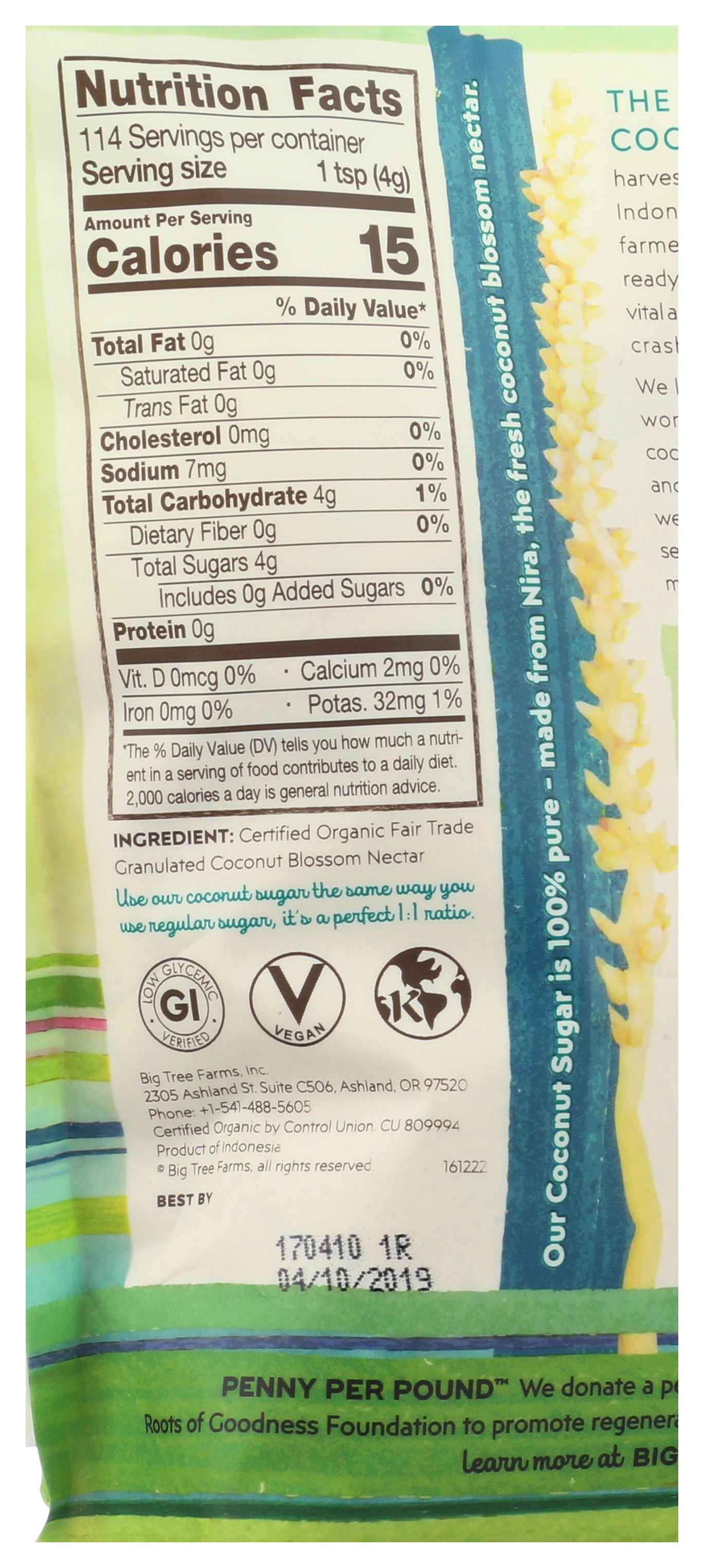BIG TREE FARMS SUGAR CCONT GLDN ORG - Case of 6