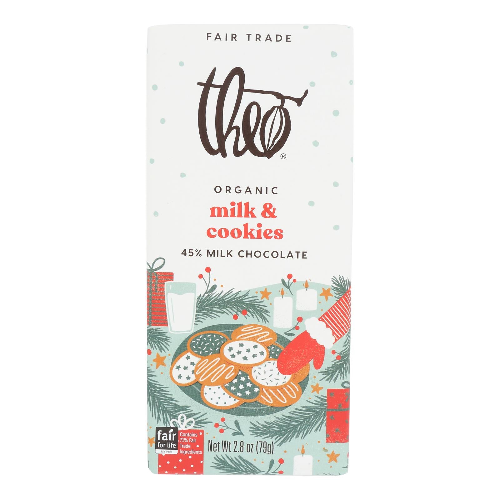 Theo Chocolate - Bar Milk&cookies 45% - Case of 12-2.8 OZ