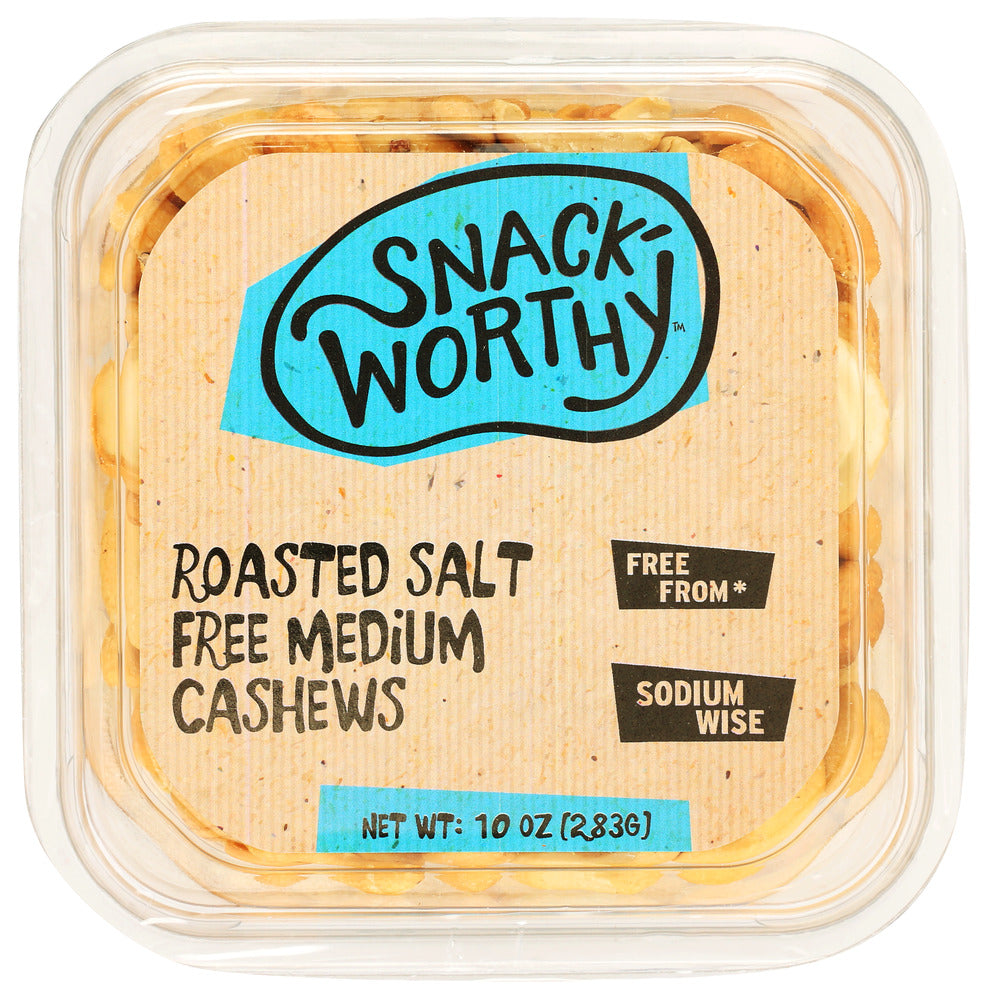 Snackworthy Cashew Medium Roasted Salt Free - Pack of 12 - 10 OZ