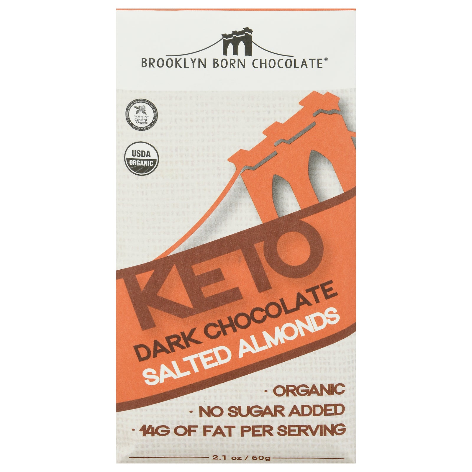 Brooklyn Born Chocolate - Bar Chocolate Salt Almnd Kto - Case of 12-2.1 OZ