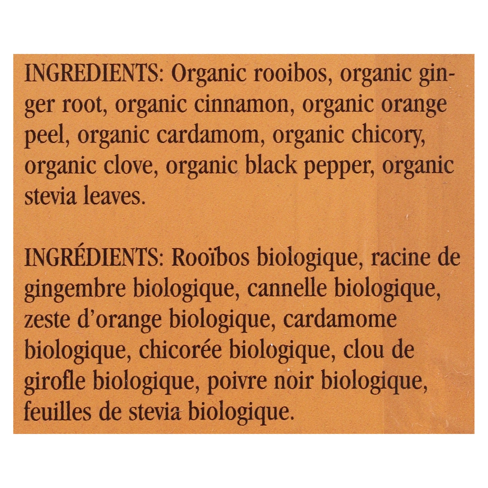 Uncle Lee's Imperial Organic Orange Ginger Rooibus Chai Tea - 18 Tea Bags