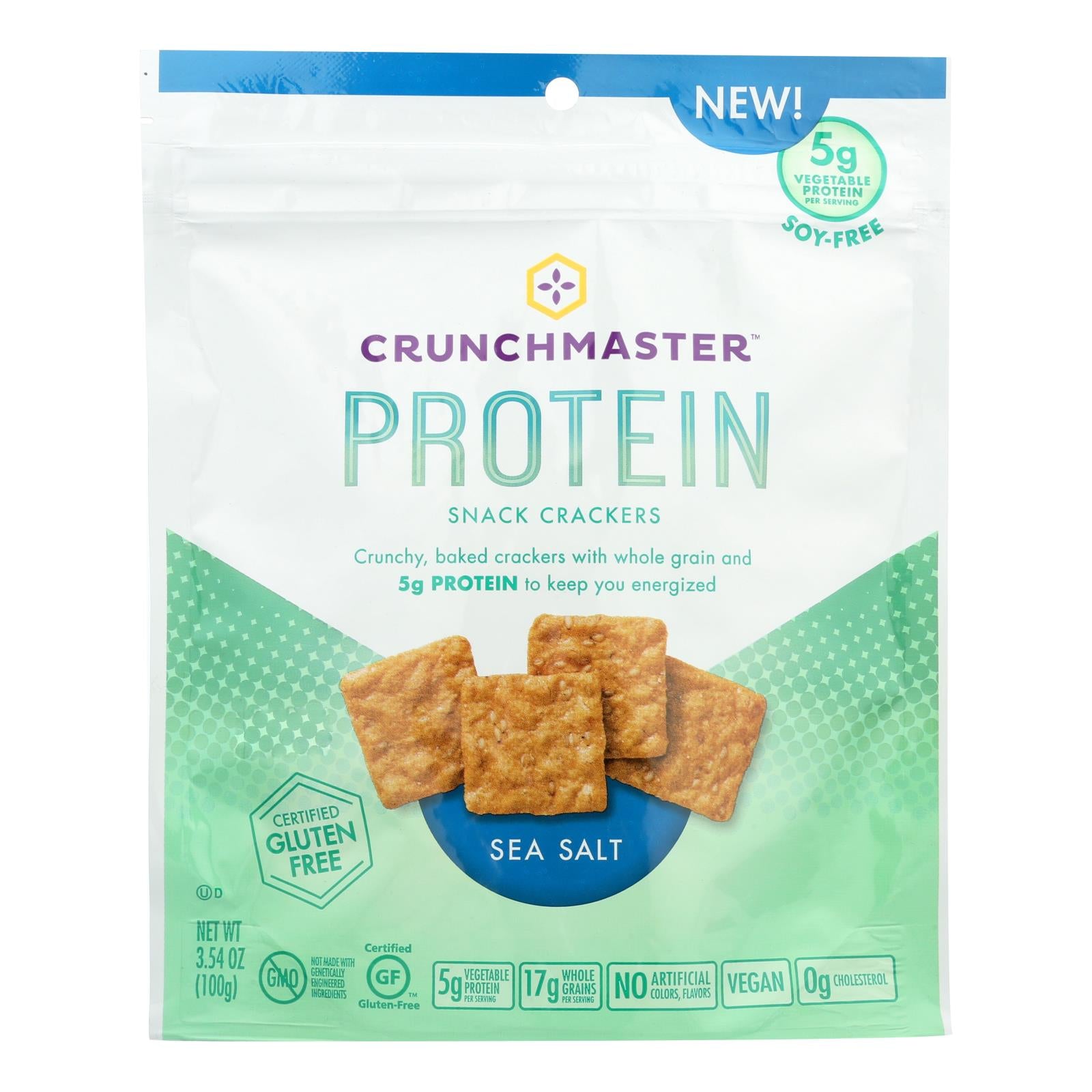 Crunchmaster Protein Crackers - Sea Salt - Case Of 12 - 3.54 Oz