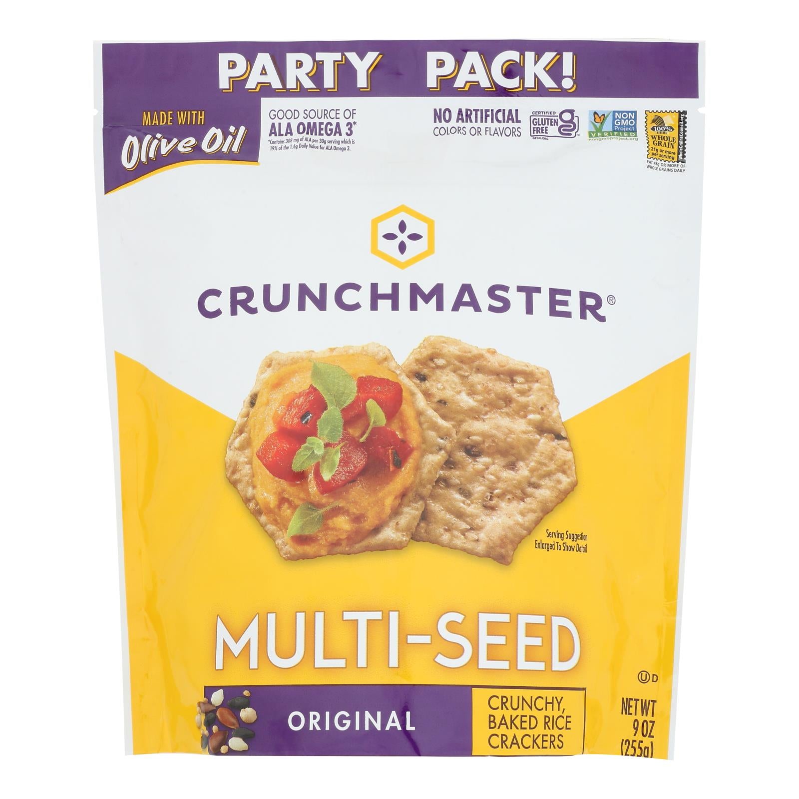 Crunchmaster - Cracker Multiseed Original Party - Case of 12 - 9 Ounces
