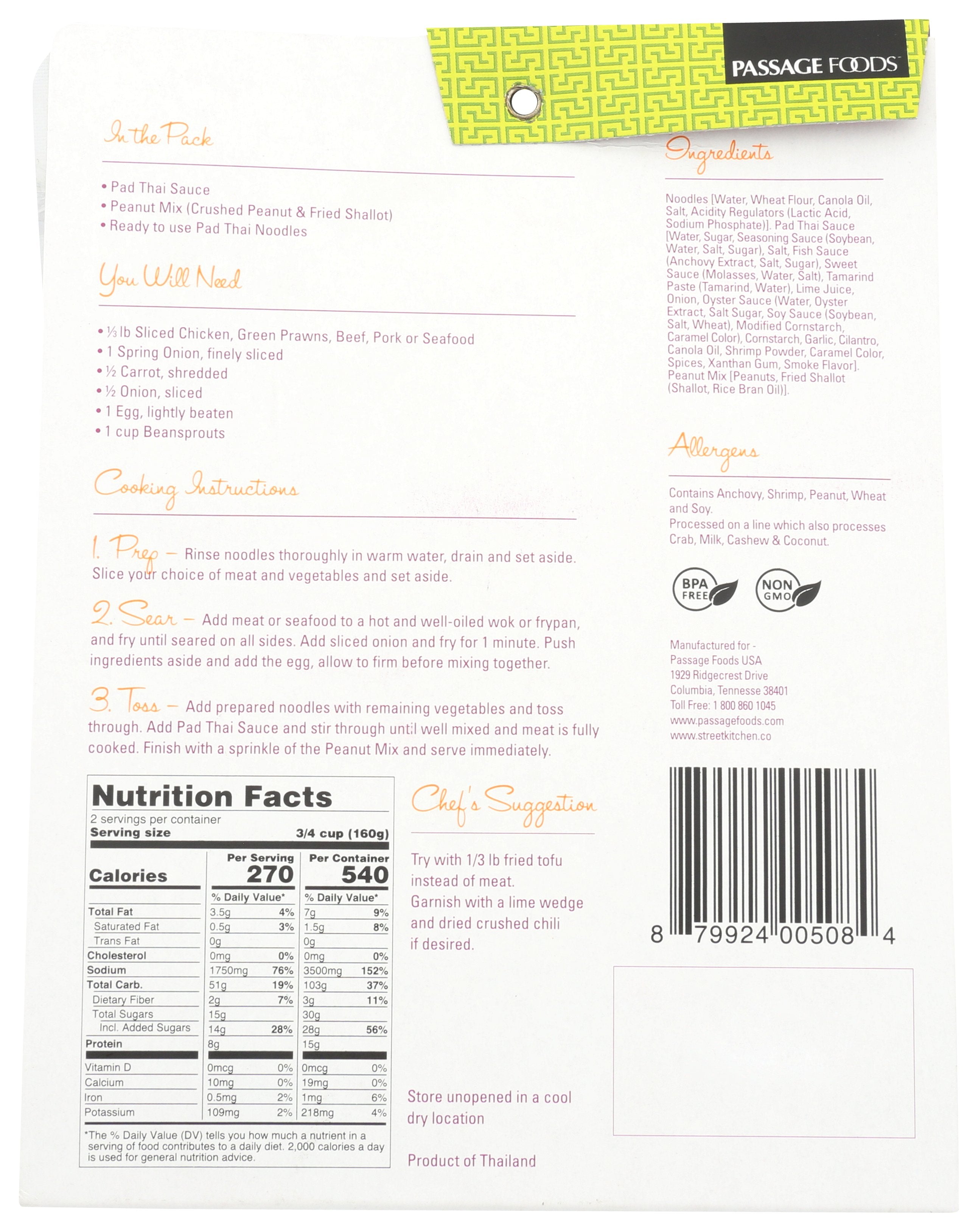 STREET KITCHEN PAD THAI NOODLE KIT - Case of 4