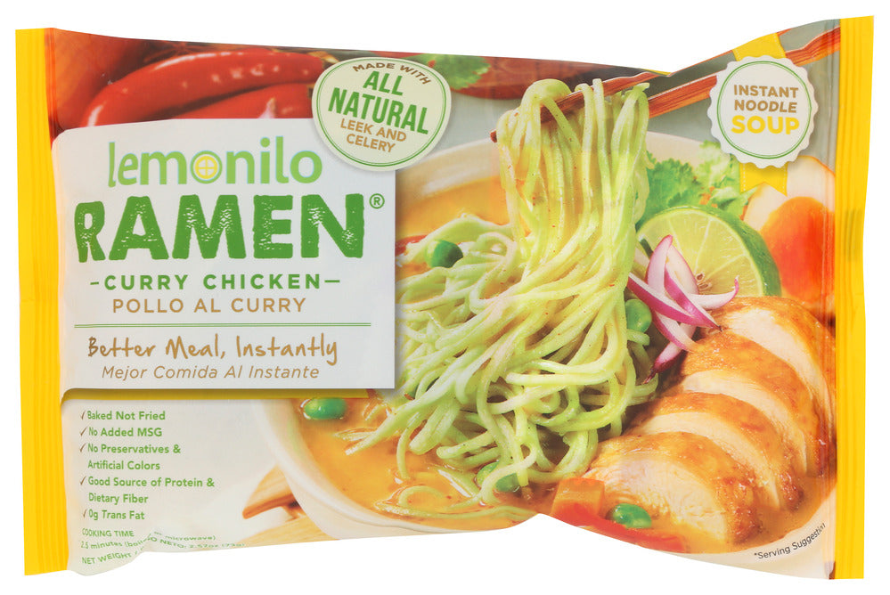 Lemonilo Ramen Chicken Curry Soup - Case of 6 - 2.58 oz