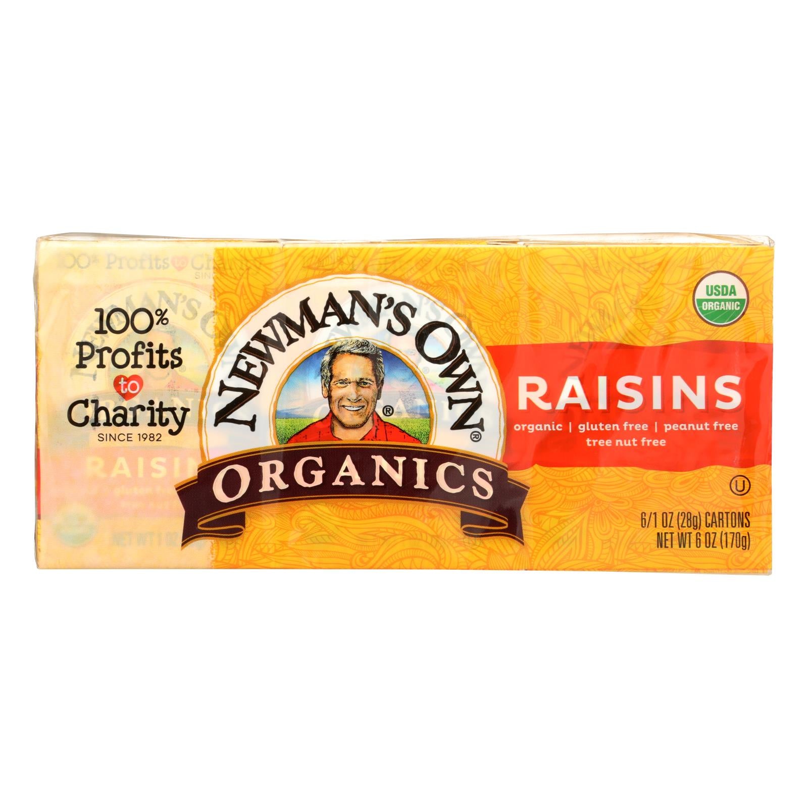 Newman's Own Organics Raisins  - Case of 12 - 6/1.0 OZ