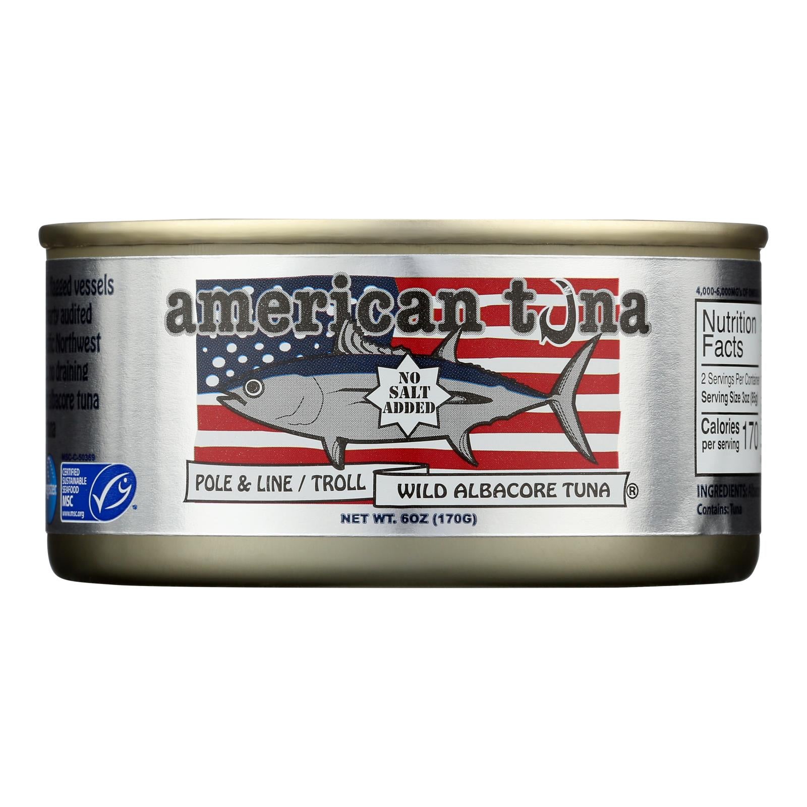 American Tuna - Tuna Wild Albacore No Salt - Case of 12-5 Ounces