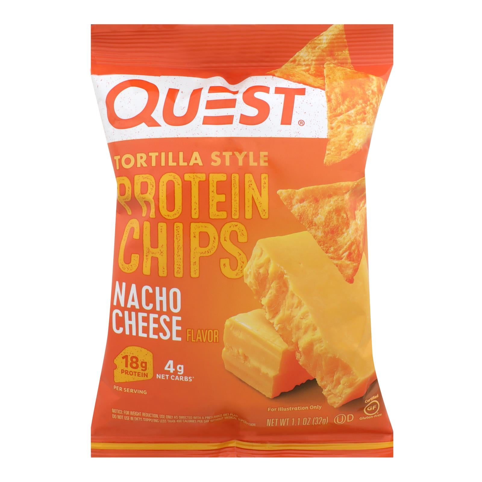 Quest® Nacho Cheese Tortilla Style Protein Chips, Nacho Cheese - Case Of 8 - 1.1 Oz