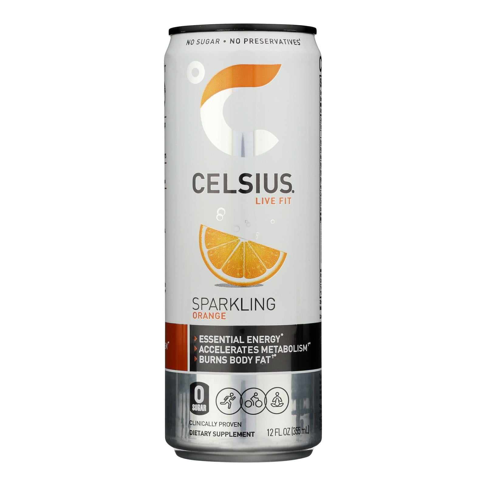 Celsius Sparkling Orange Dietary Supplement  - Case Of 12 - 12 Fz