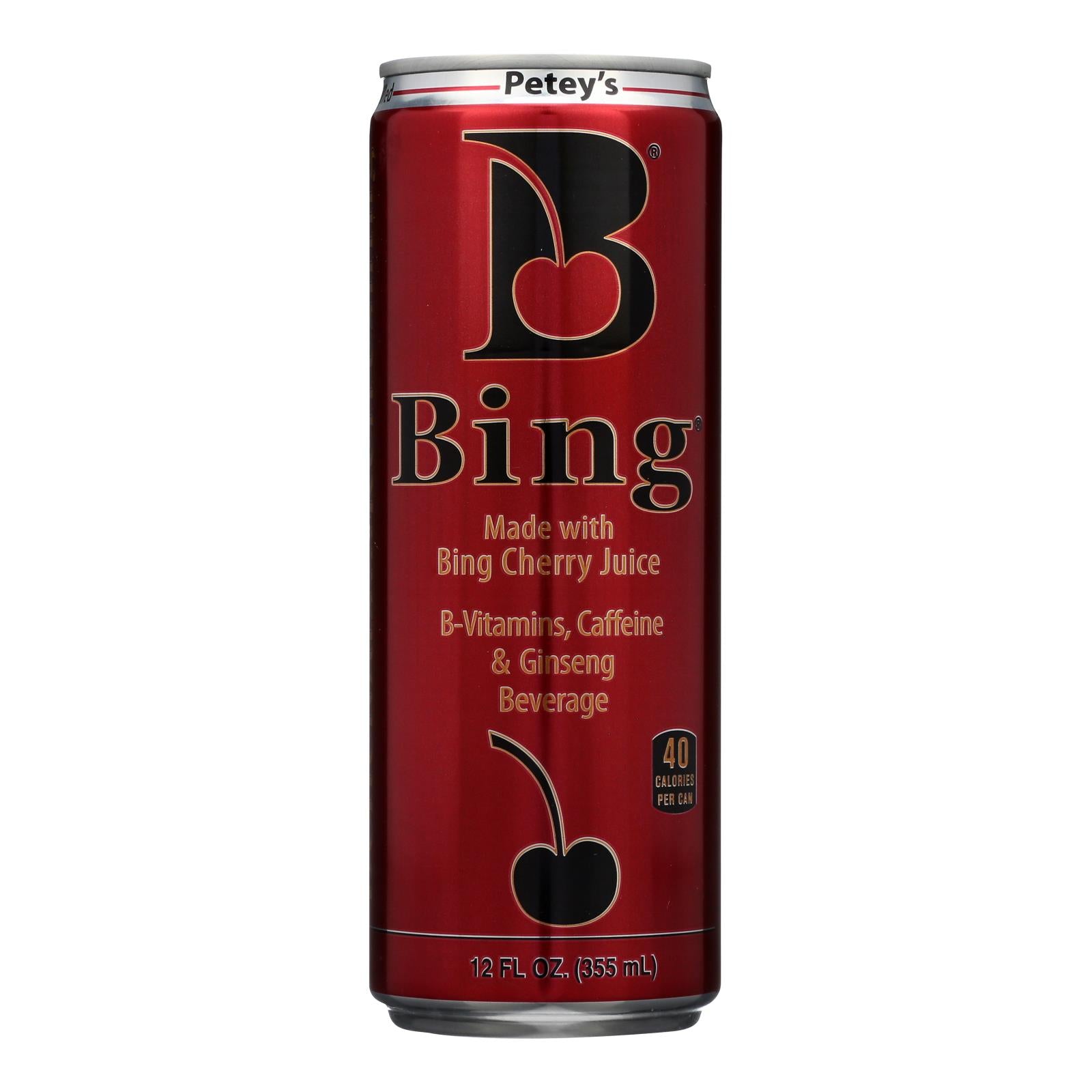 Petey's Bing Supplement Made With Bing Cherry Juice B-vitamins Vitamin C Caffeine & Ginseng Supplement  - Case Of 24 - 12 Fz