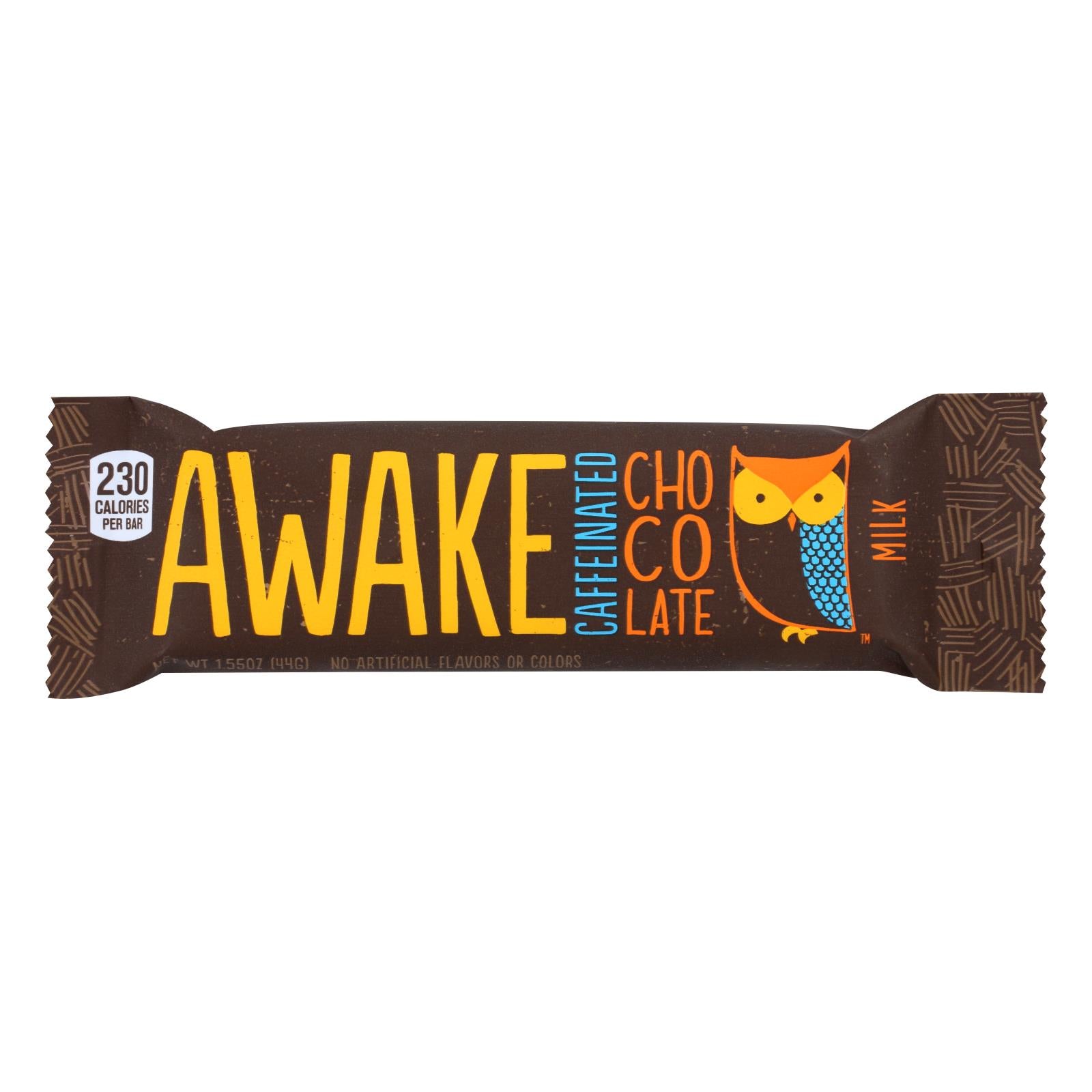 Awake Chocolate - Bar Caff Milk Chocolate - Case of 12-1.55 OZ