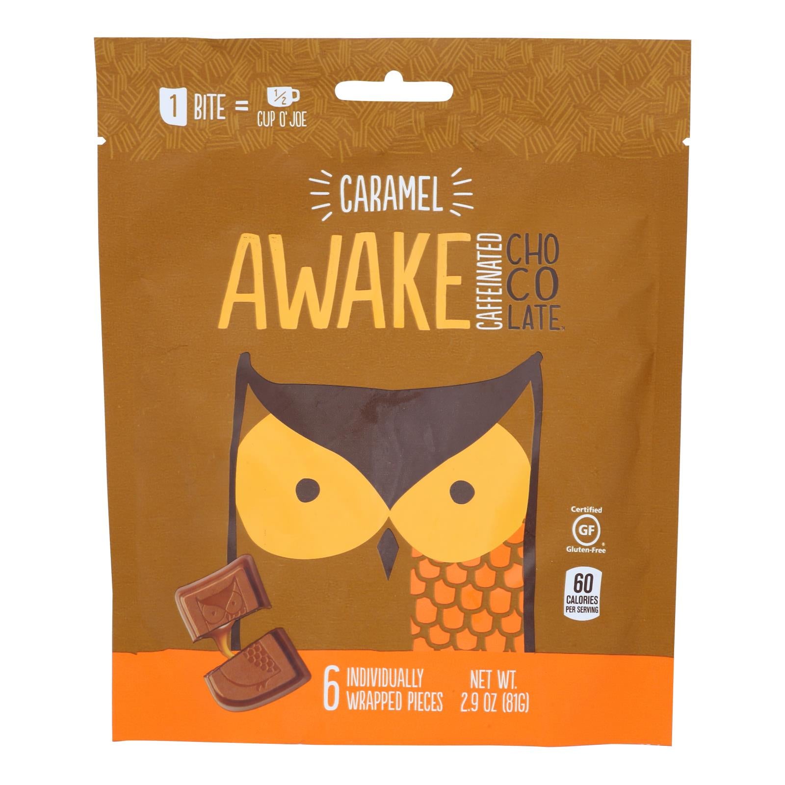 Awake Chocolate - Bag Milk Choco Caramel - Case of 10-2.9 OZ