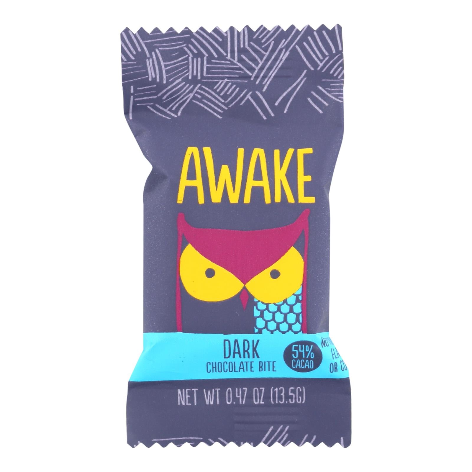 Awake Chocolate - Bites Dark Chocolate - Case of 50 - 0.47 Ounces