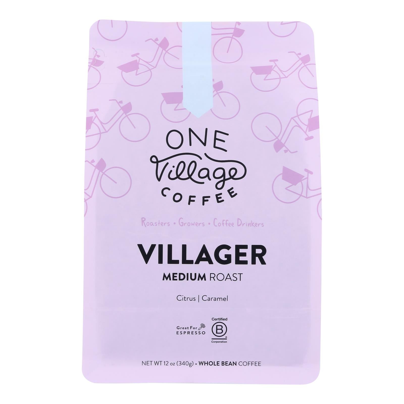 One Village Coffee - Coffee Villager Medium Whole Bean - Case of 6-12 OZ