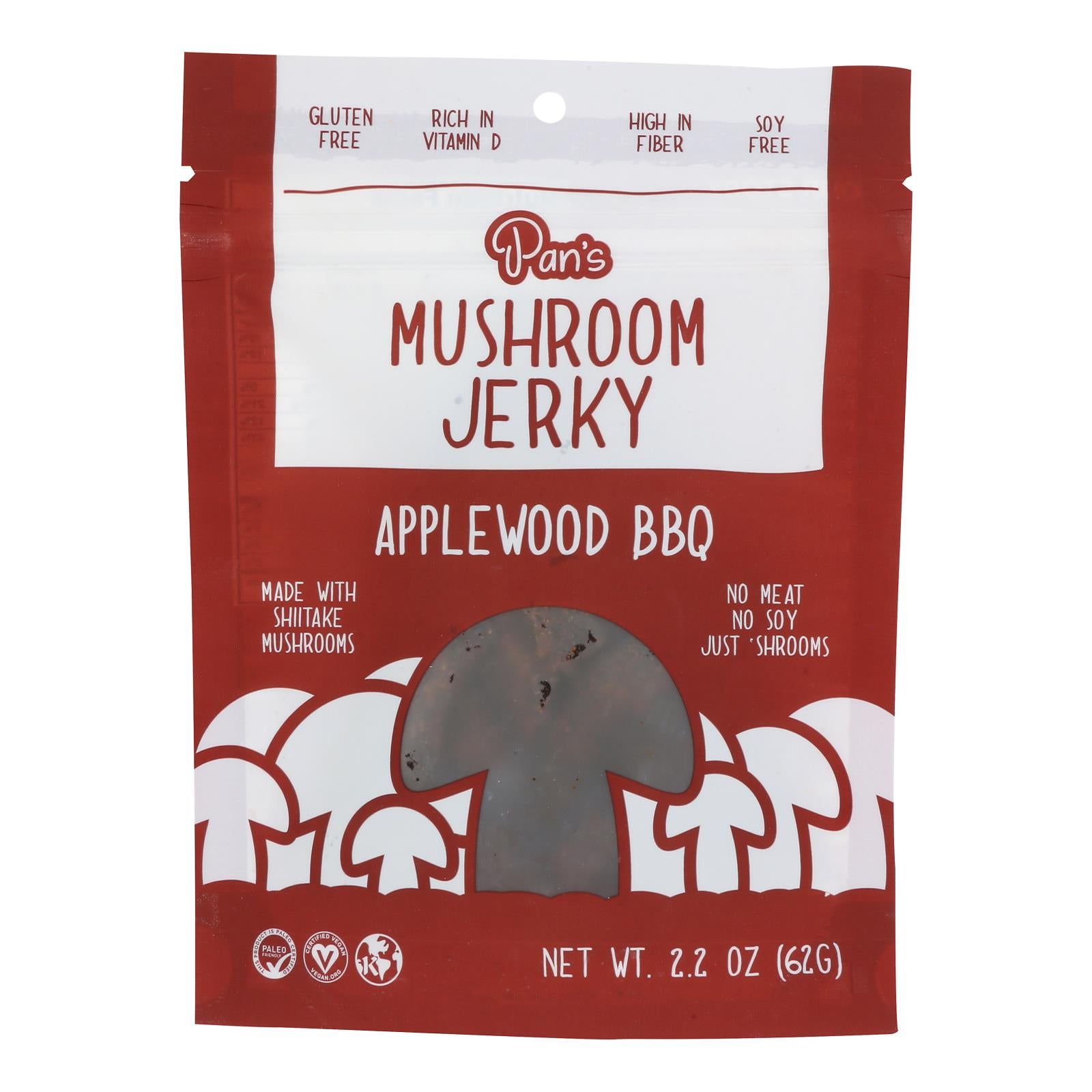 Pan's - Mushroom Jerky Aplwd Bbq - Case Of 6-2.2 Oz