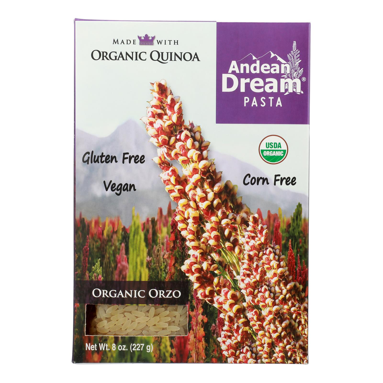 Andean Dream Gluten Free Organic Orzo Quinoa Pasta - Case of 12 - 8 oz.