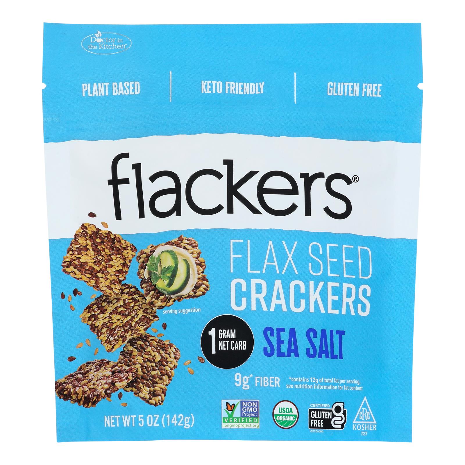 Doctor In The Kitchen - Organic Flax Seed Crackers - Sea Salt - Case Of 6 - 5 Oz.