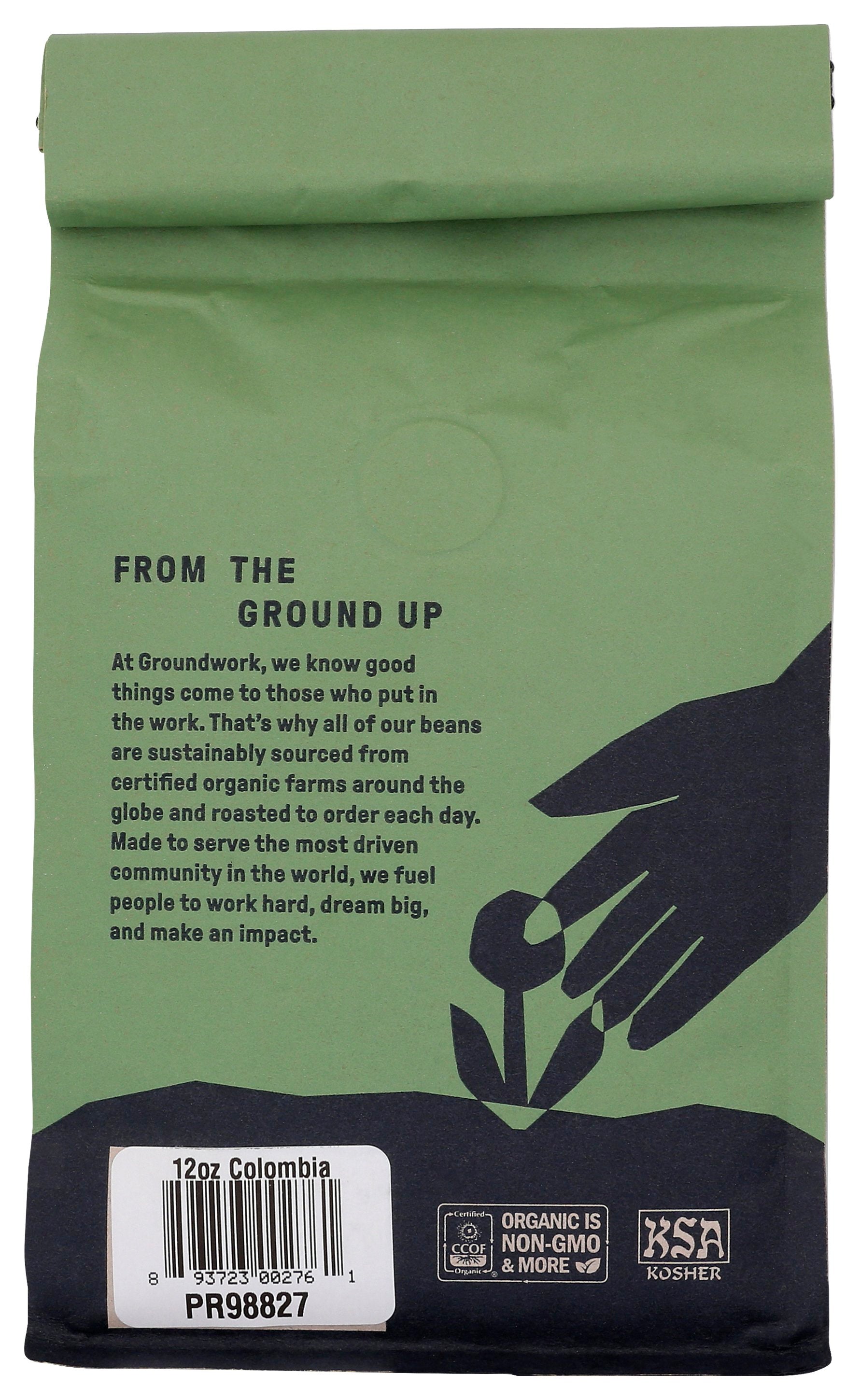GROUNDWORK COFFEE COFFEE COLUMBIA WHL BEAN - Case of 6