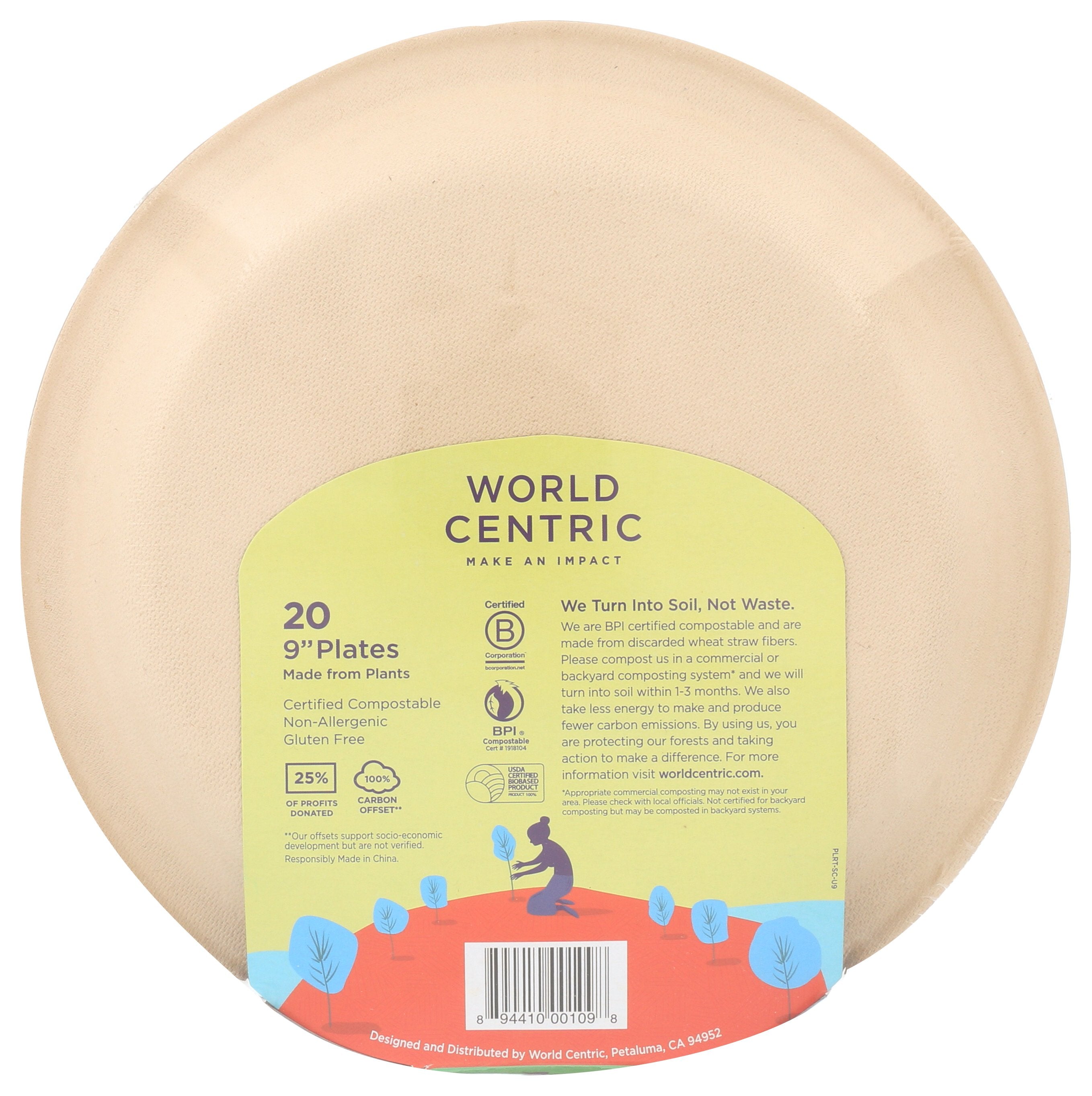 WORLD CENTRIC PLATE FIBER 9IN