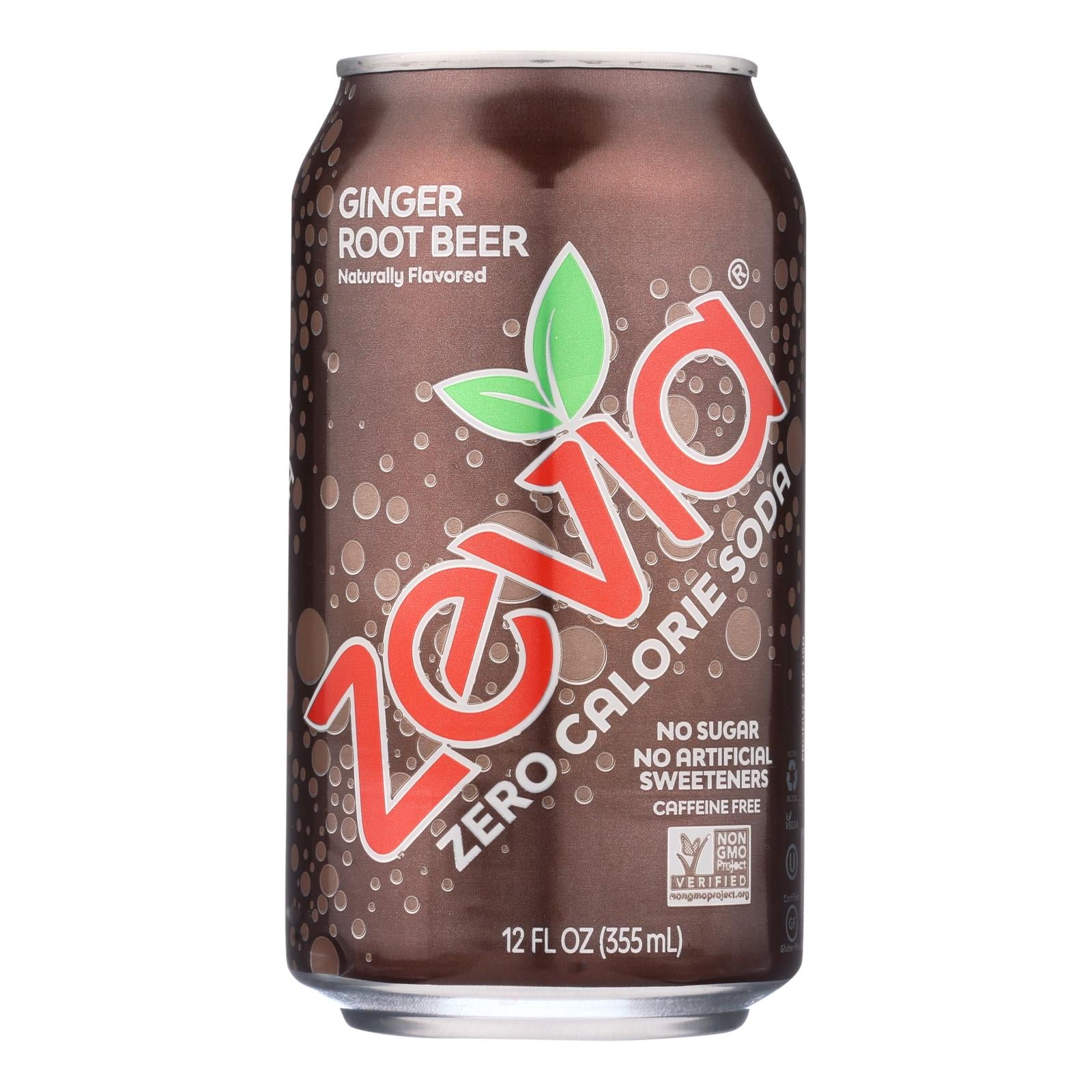 Zevia - Soda Ginger Root Beer Zero Calorie Can - Case of 4-6/12 Fluid Ounces