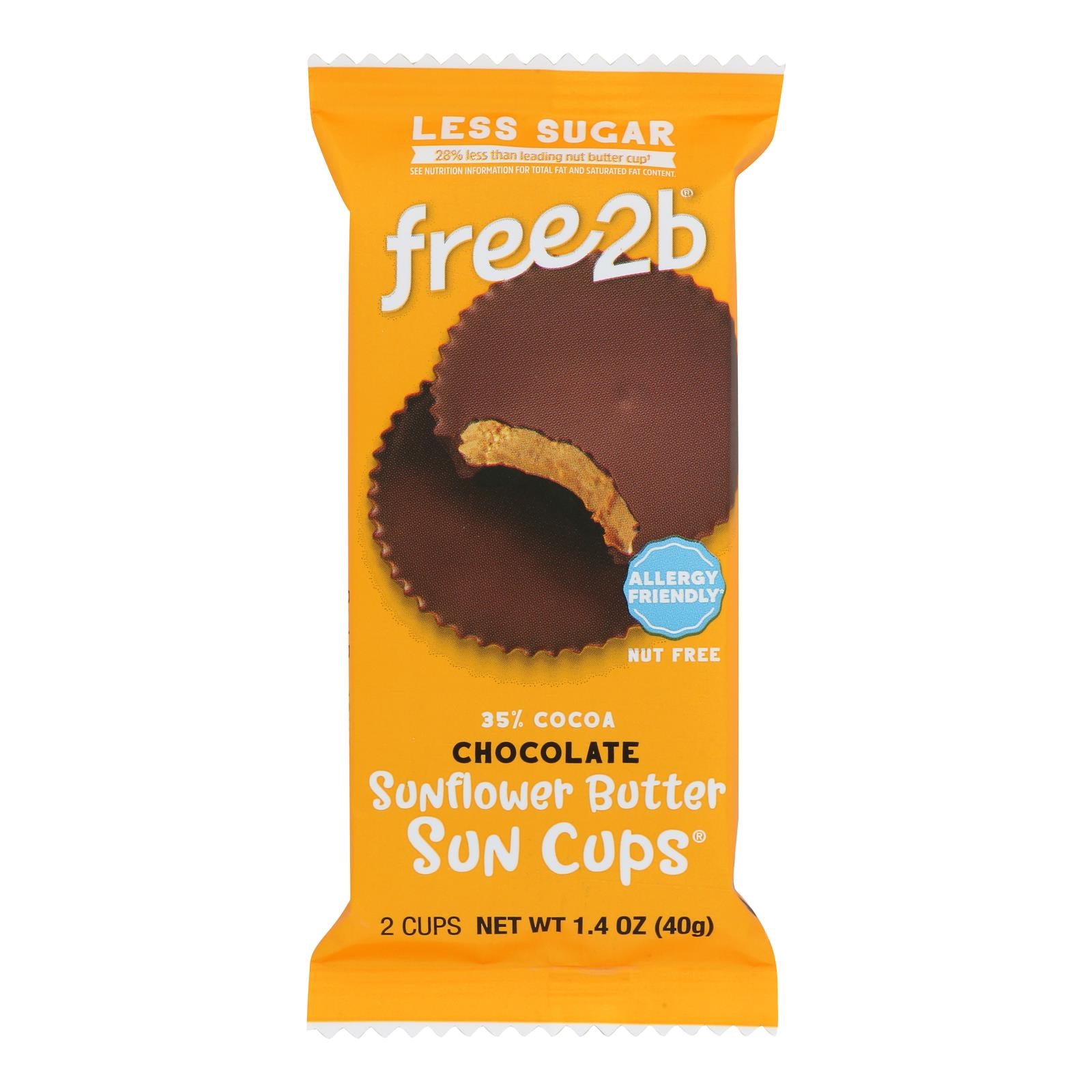 Free 2 B - Sun Cups Rice Chocolate 2-cup - Case of 12-1.4 OZ