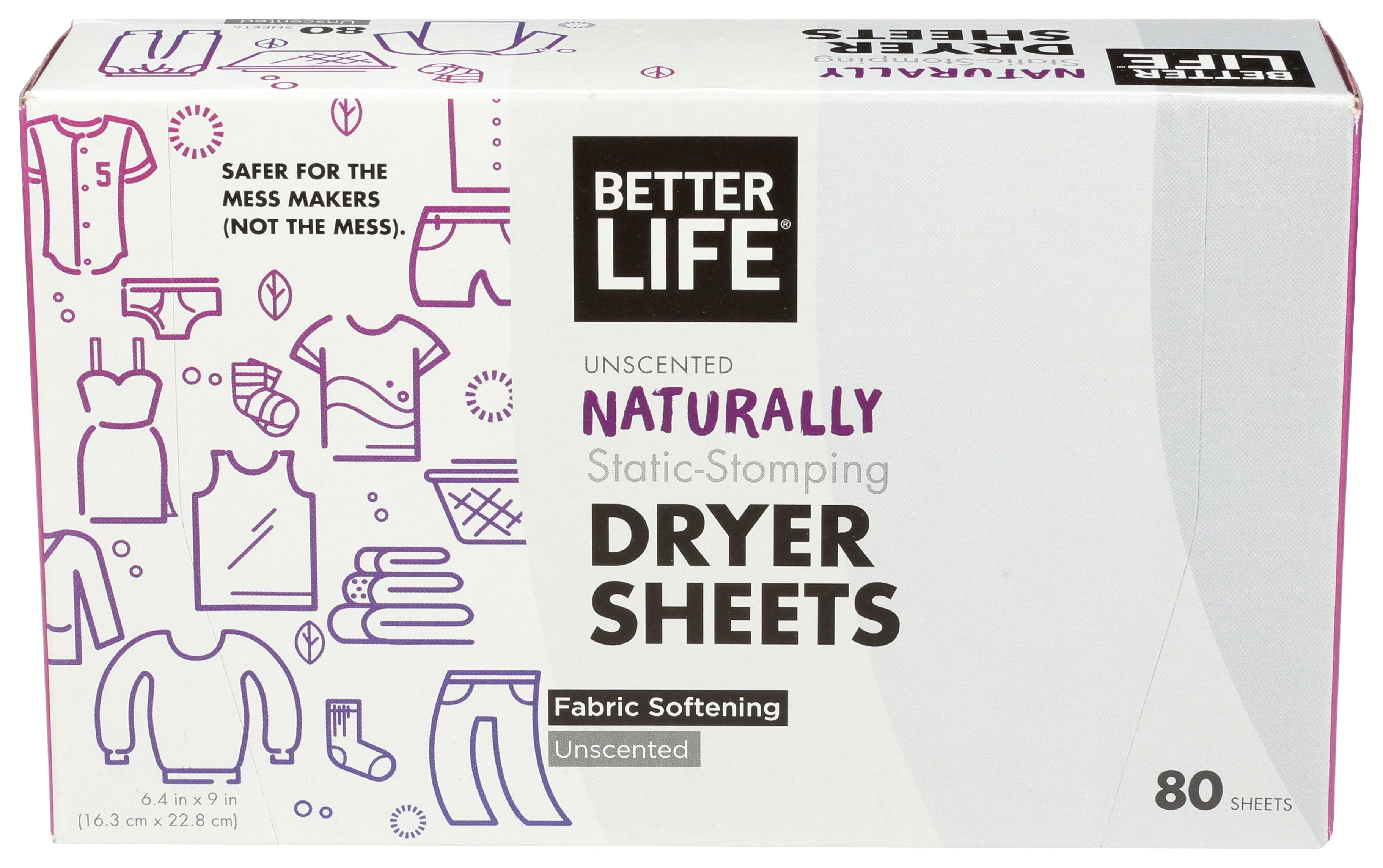 BETTER LIFE SHEETS DRYER UNSCENTED - Case of 6