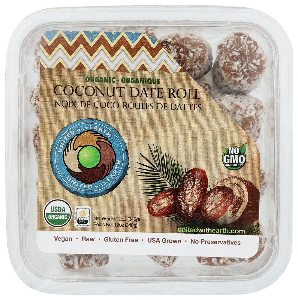 United with Earth EB Dates Coconut Roll Organic - Count of 12 - 12 oz