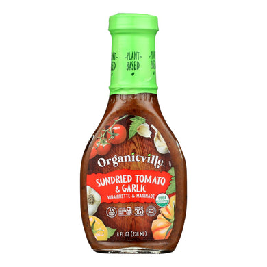 Organic Ville Sun Dried Organic Vinaigrette - Tomato And Garlic - Case Of 6 - 8 Fl Oz.