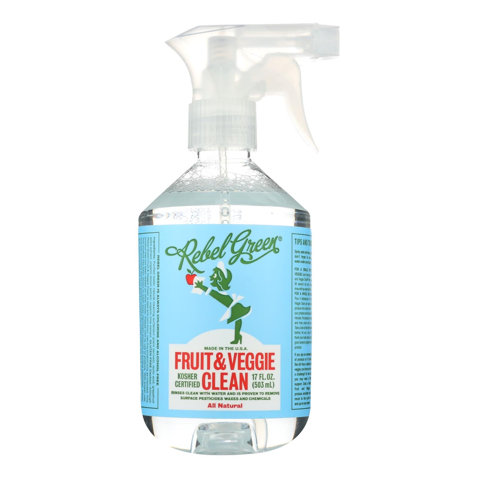 Rebel Green Cleaning Spray - Fruit and Veggie - Case of 12 - 17 fl oz