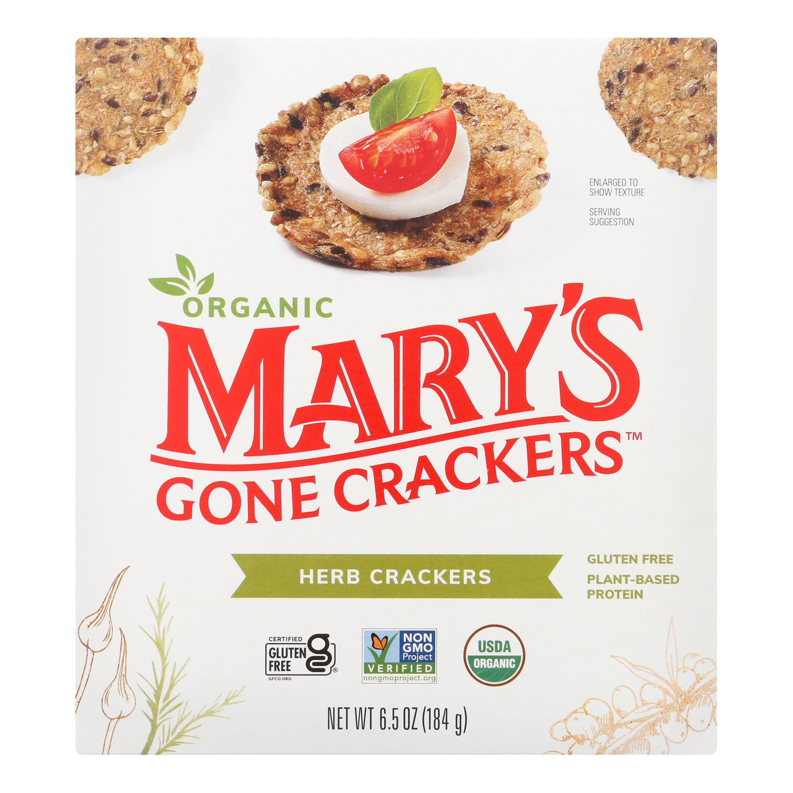 Mary's Gone Crackers Herb Crackers  - Case of 6 - 6.5 OZ