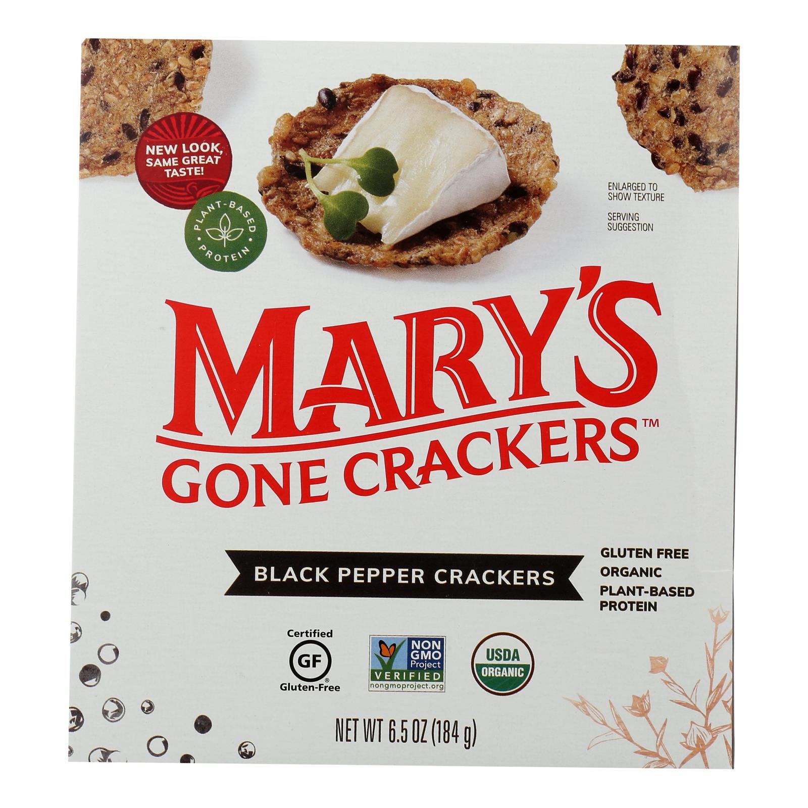 Mary's Gone Crackers Black Pepper Crackers  - Case Of 6 - 6.5 Oz