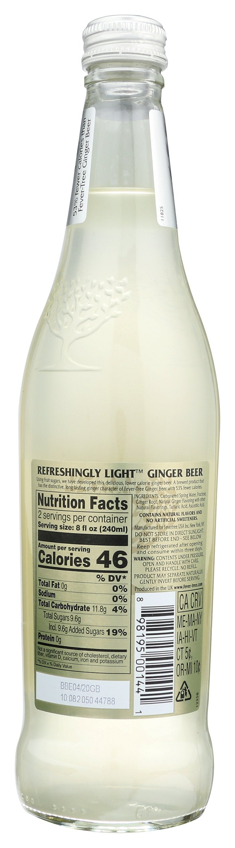 FEVER TREE SODA GINGER BEER NTRLY LGHT - Case of 8