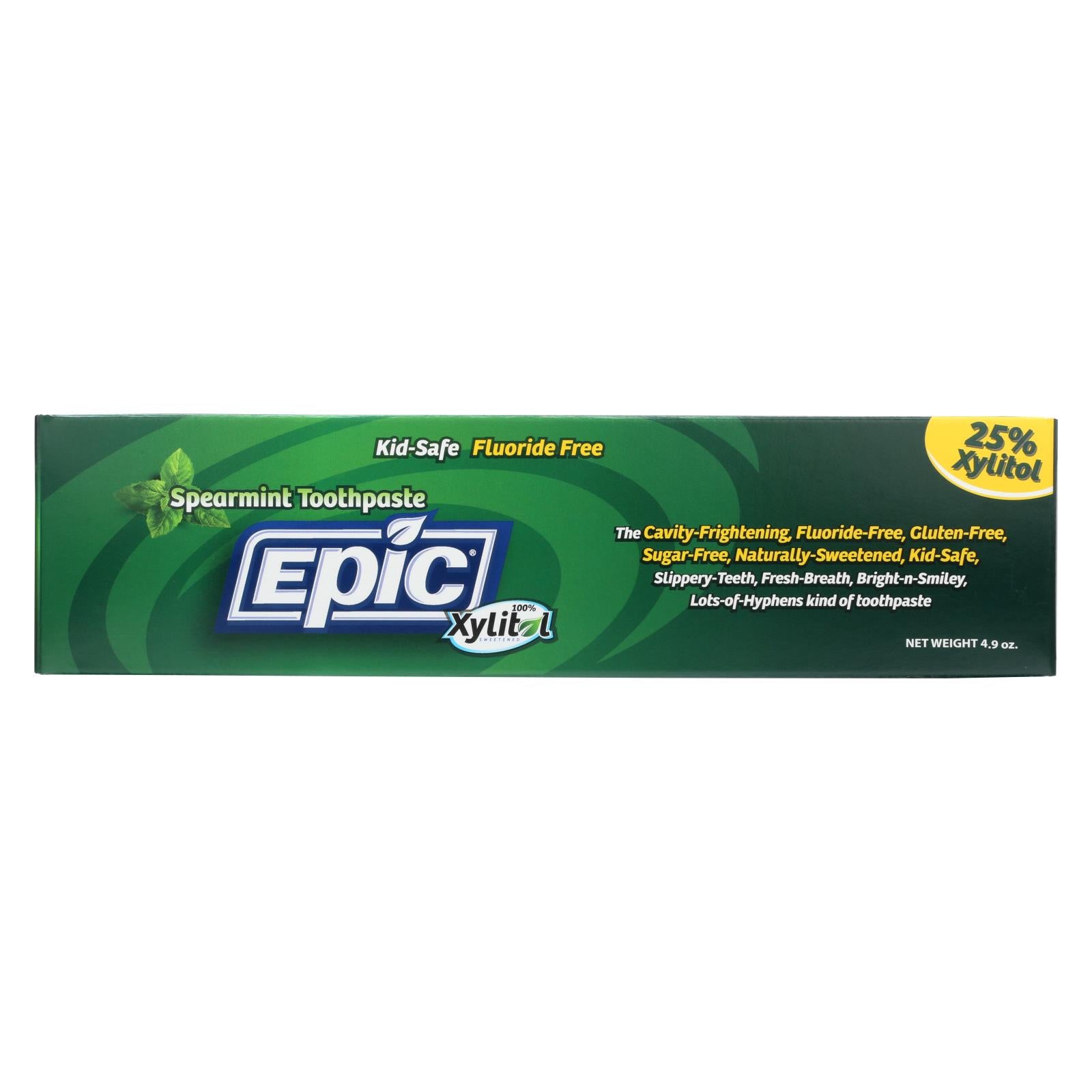 Epic Dental - Fluoride Free Xylitol Toothpaste - Spearmint - 4.9 oz