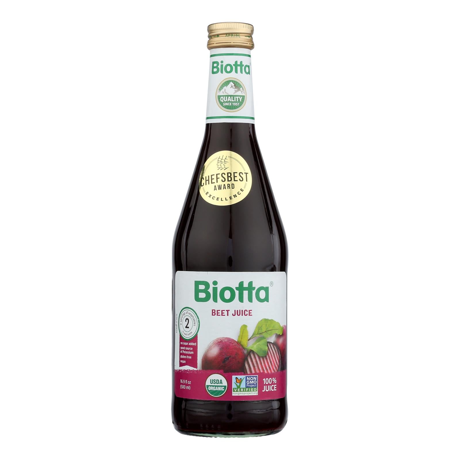 Biotta Organic Juice - Beet Root - Case of 6 - 16.9 Fl oz.