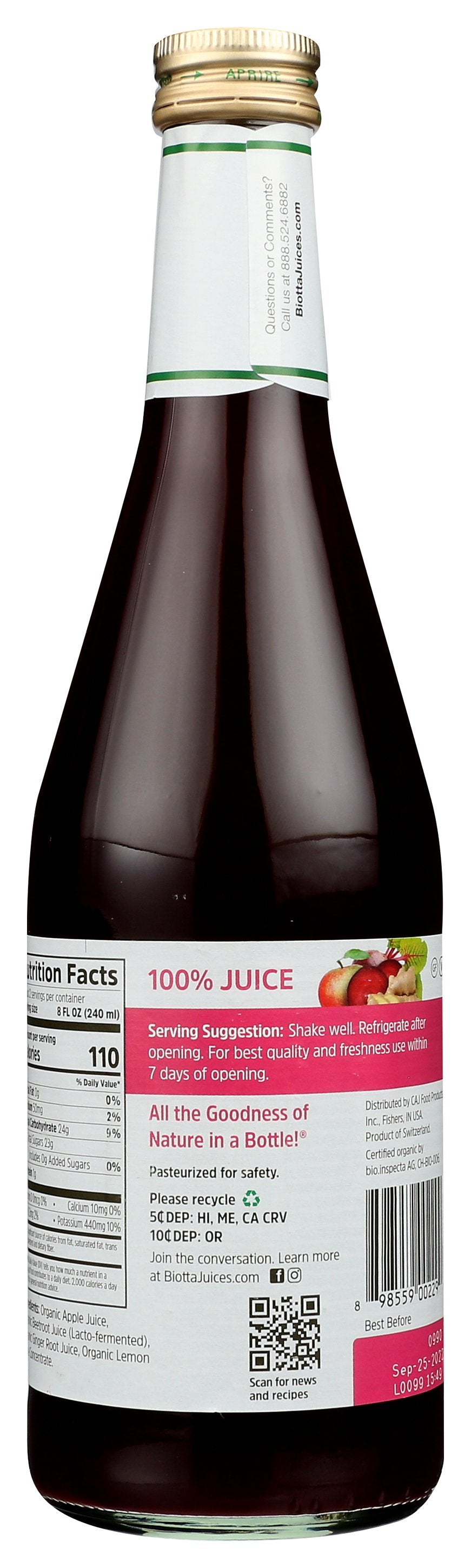 BIOTTA JUICE APPLE BEET GNGR - Case of 6
