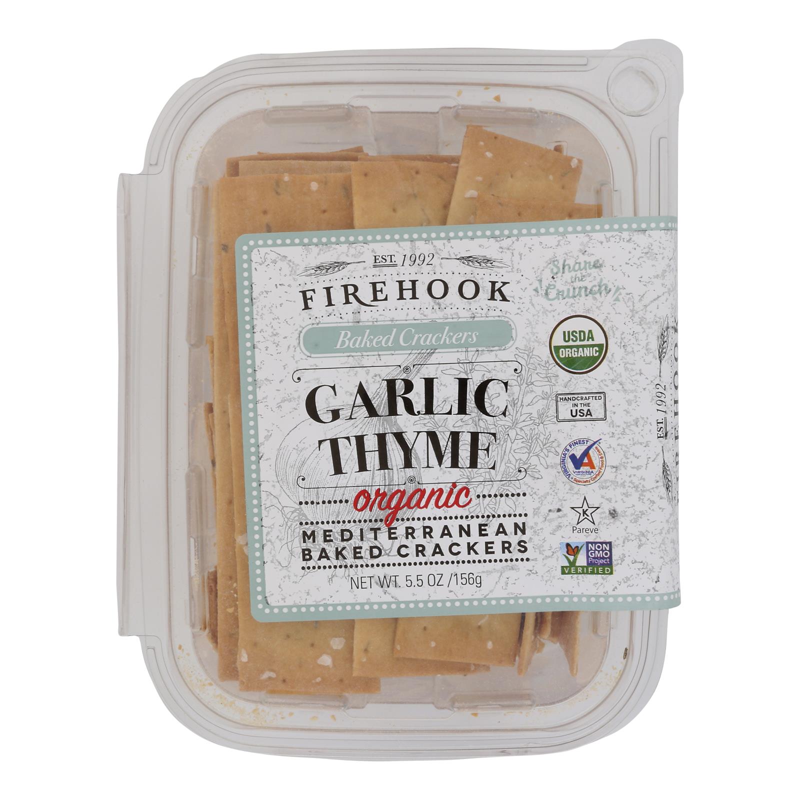 Firehook - Crackers Garlic Thyme - Case Of 8-5.5 Oz