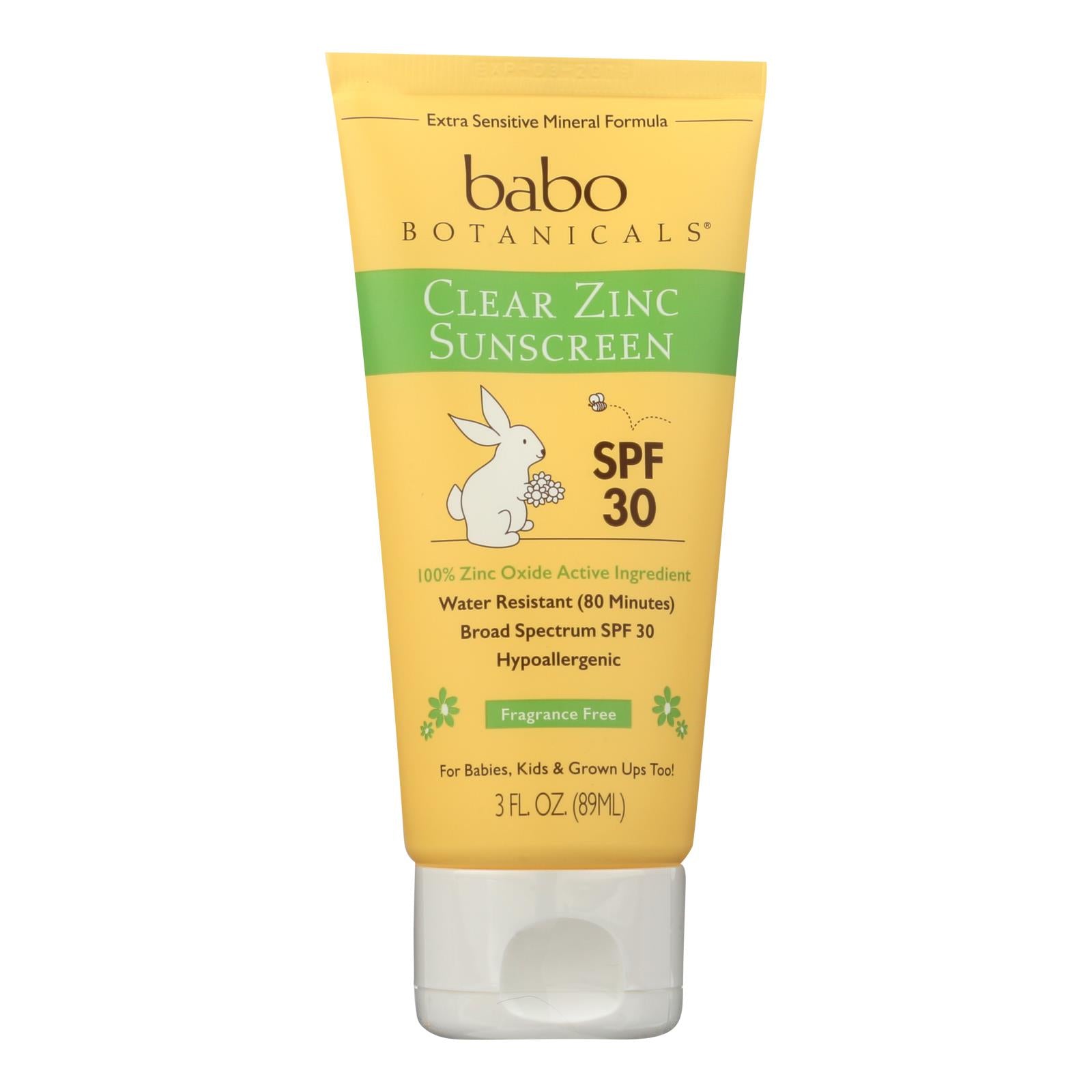 Babo Botanicals - Sunscreen - Clear Zinc Unscented Spf 30 - 3 Oz